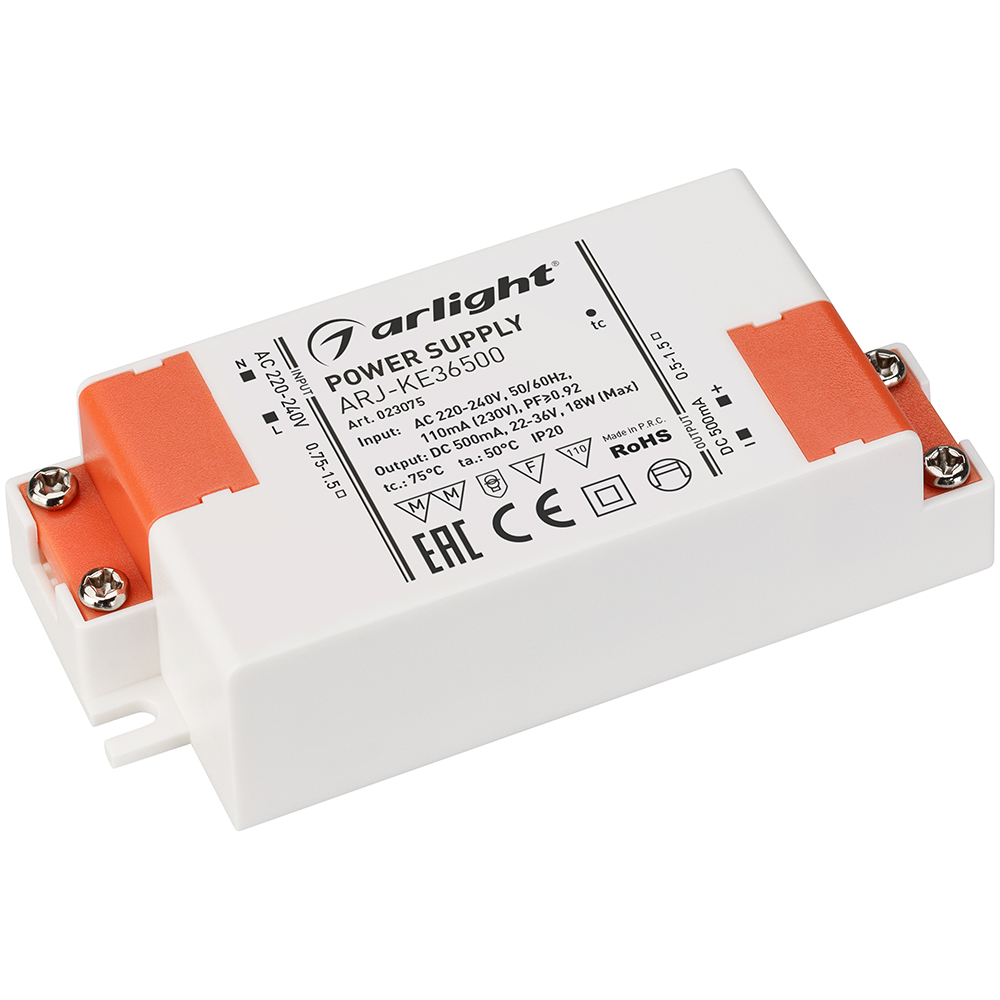Блок питания ARJ-KE36500 (18W, 500mA, PFC) 023075 - Arlight