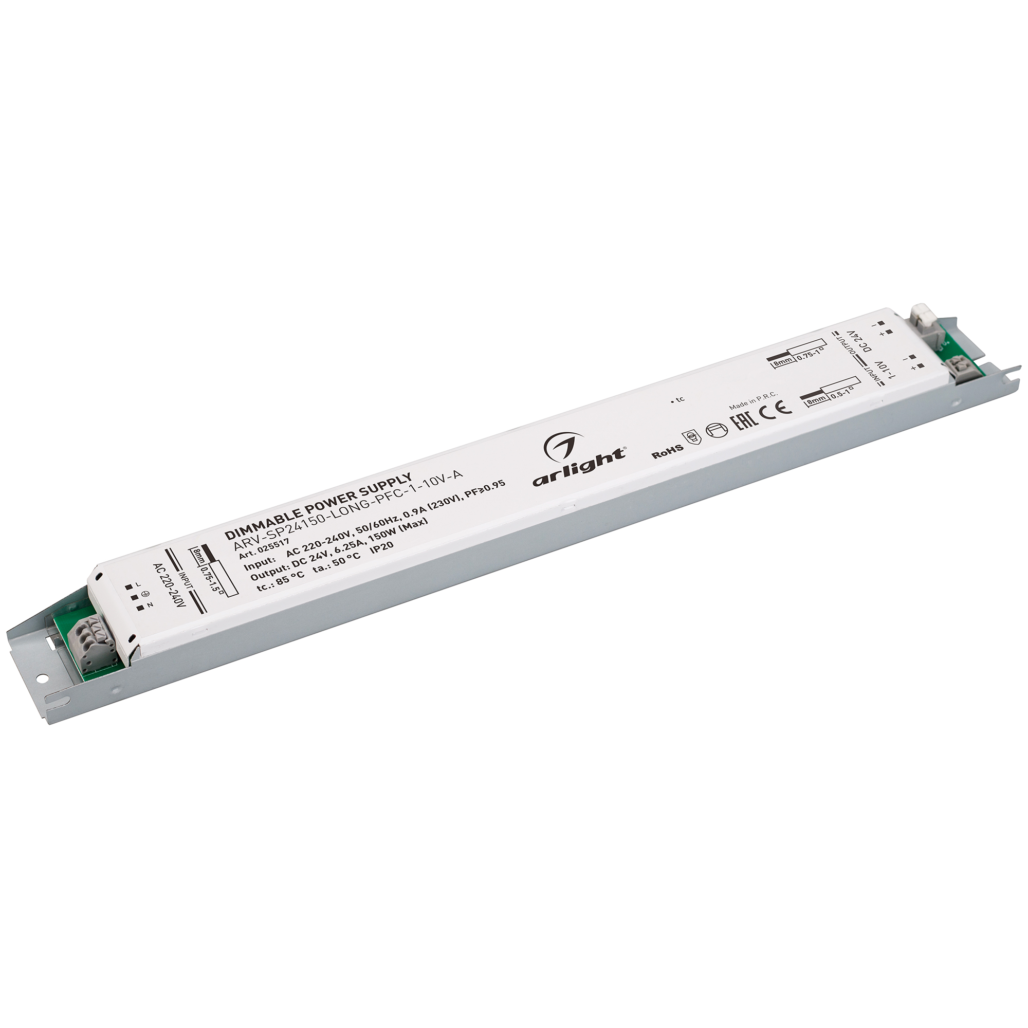 Блок питания ARV-SP24150-LONG-PFC-1-10V-A (24V, 6.25A, 150W) 025517 - Arlight