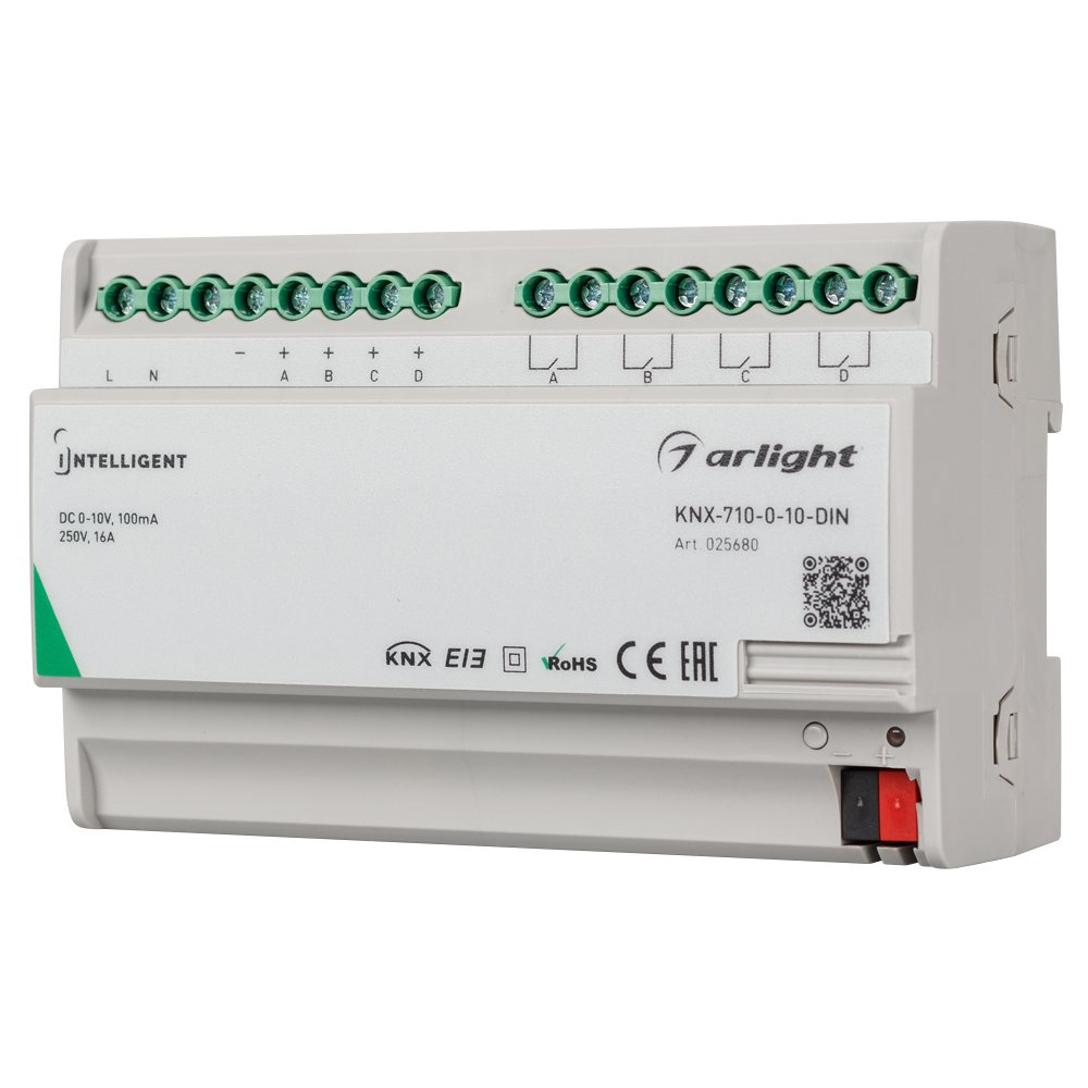 INTELLIGENT ARLIGHT Конвертер KNX-710-0-10-DIN (230V, 4x0/1-10, 4x16A) 025680 - Arlight