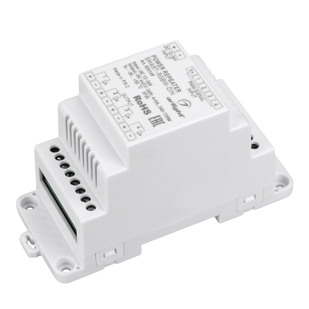 Усилитель SMART-RGBW-DIN (12-36V, 4x5A) 025169 - Arlight