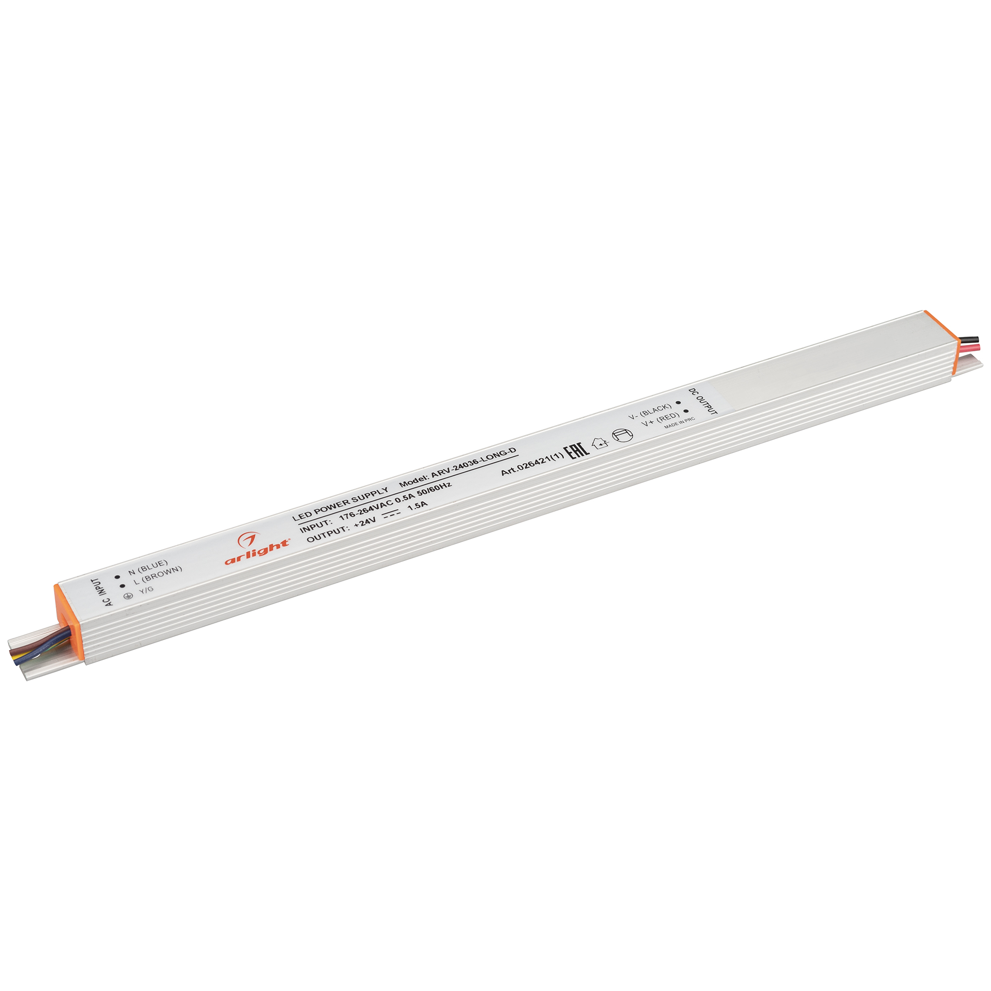 Блок питания ARV-24036-LONG-D (24V, 1.5A, 36W) 026421(1) - Arlight