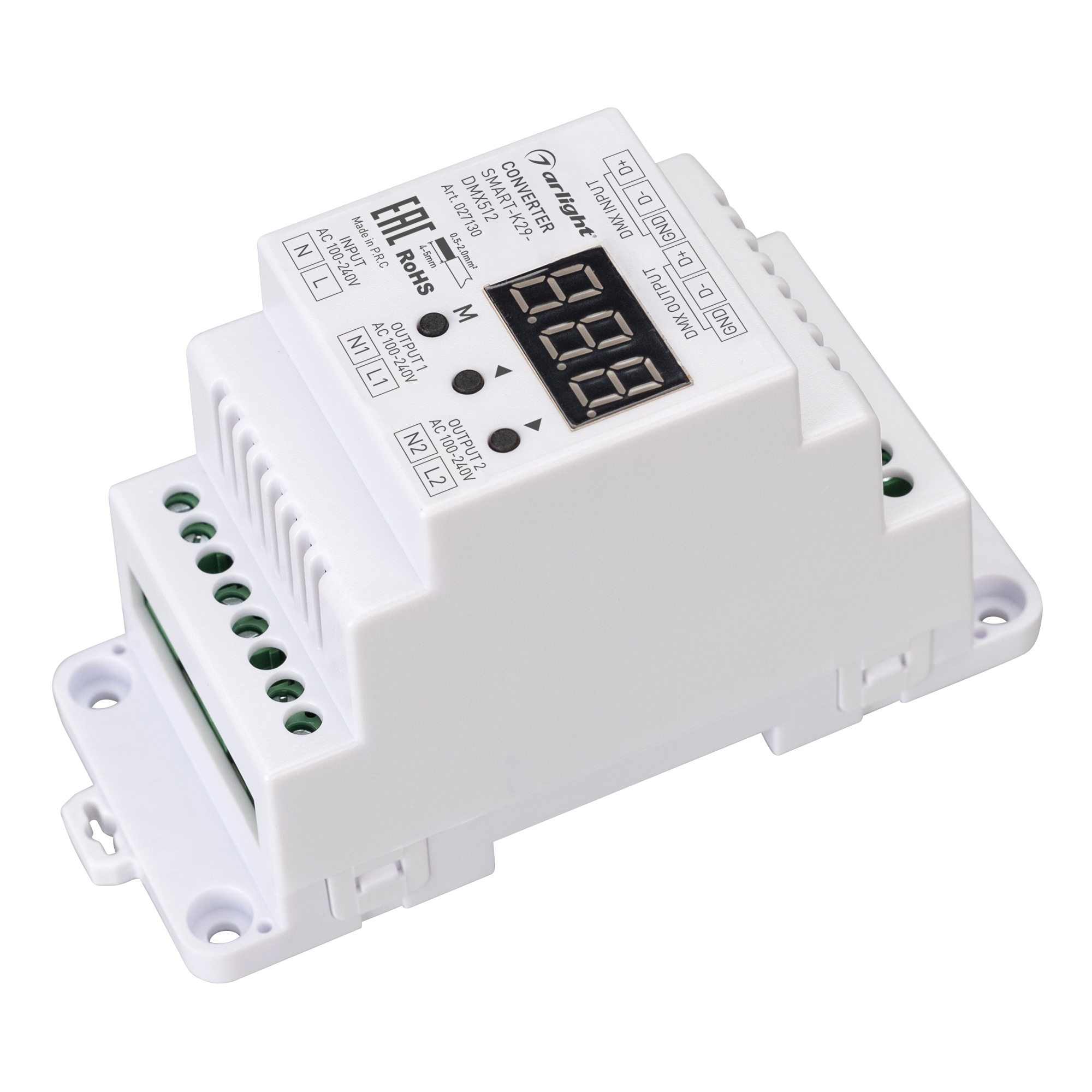 Конвертер SMART-K29-DMX512 (230V, 1x2A, TRIAC, DIN) 027131 - Arlight