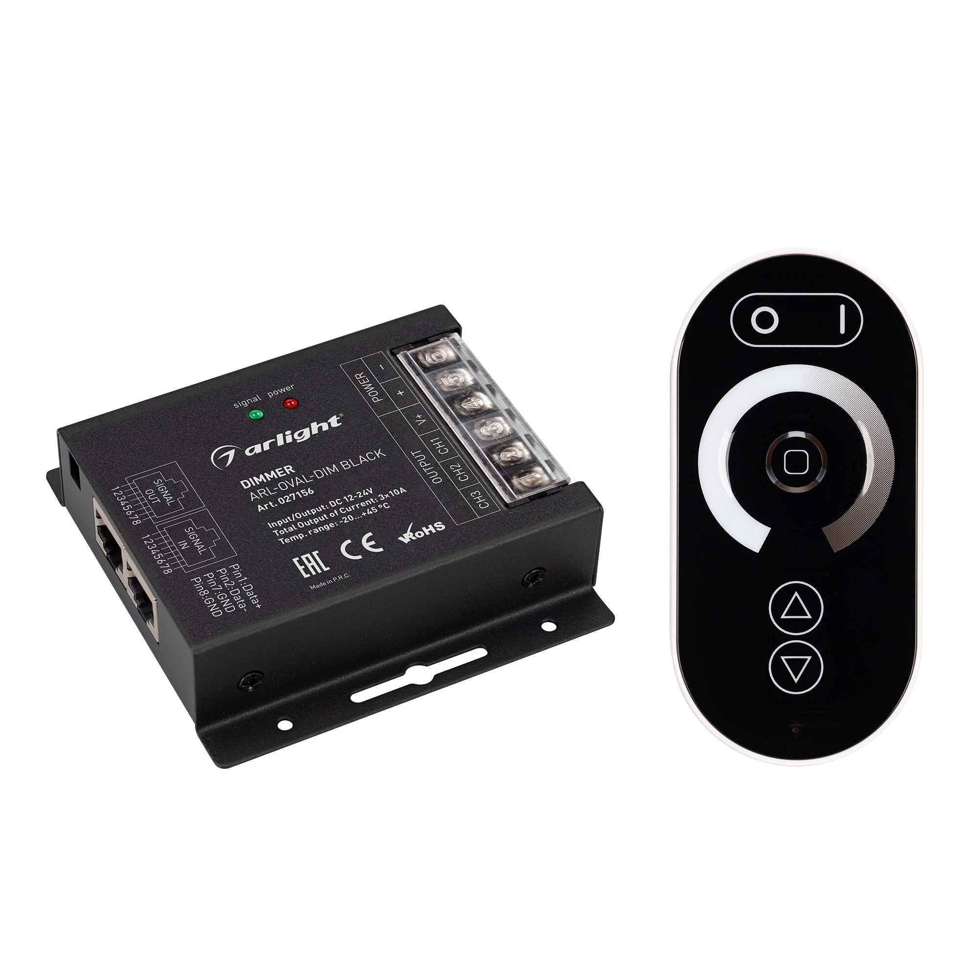 Диммер ARL-OVAL-DIM Black (12-24V, 3x10A, ПДУ Овал, RF, RJ45) 027156 - Arlight