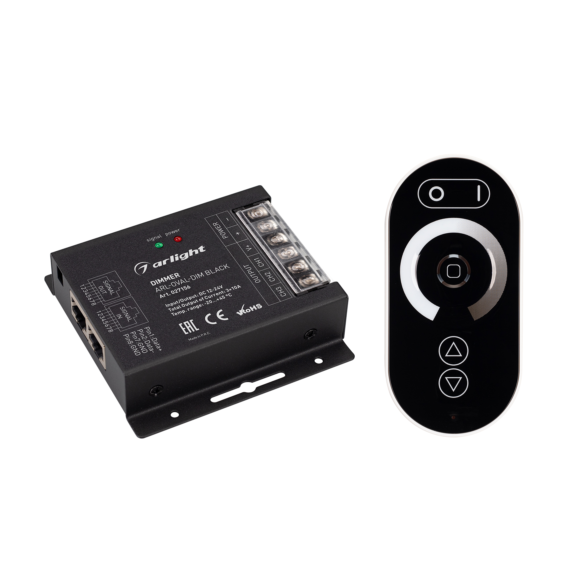 Диммер ARL-OVAL-DIM Black (12-24V, 3x10A, ПДУ Овал, RF, RJ45) 027156 - Arlight