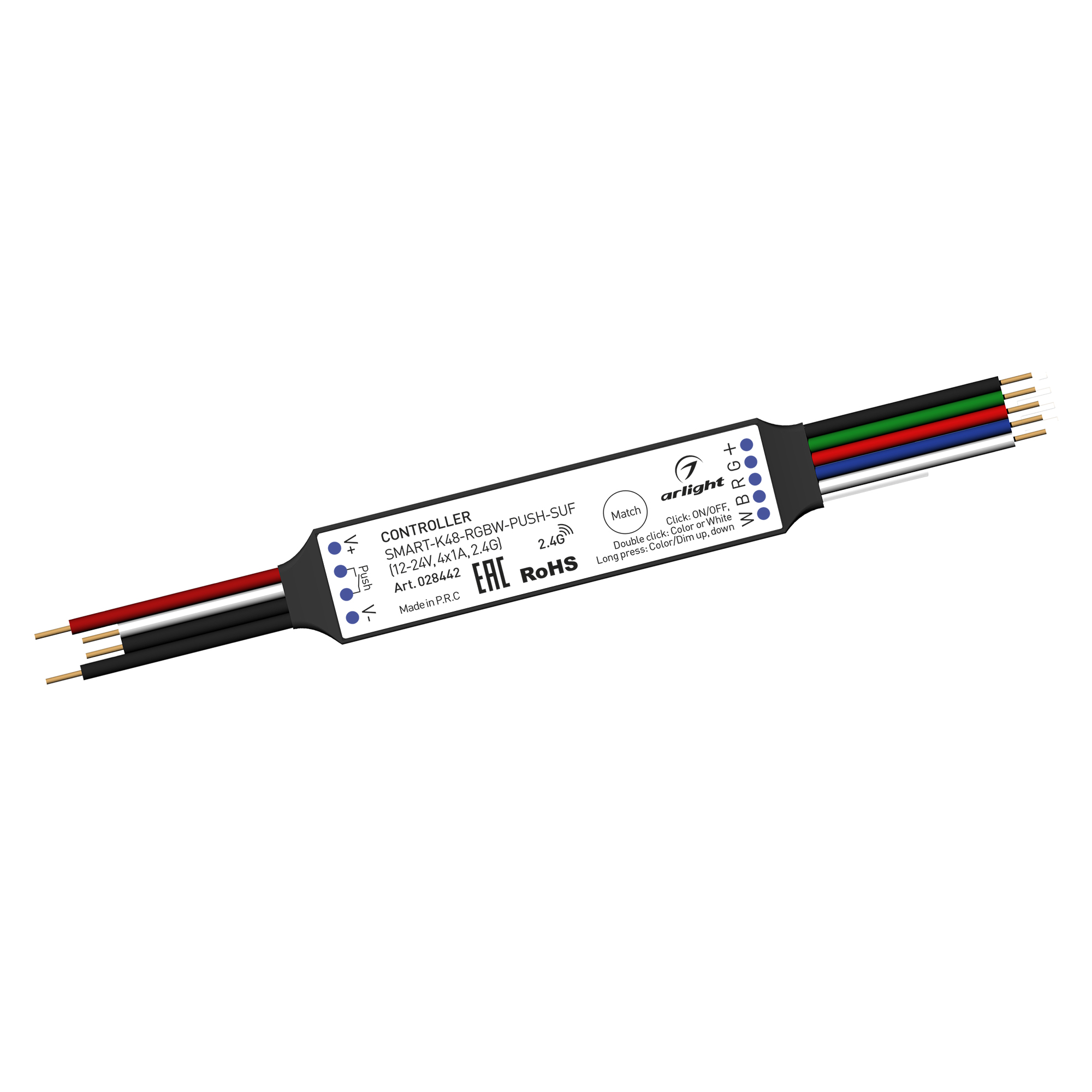 Контроллер SMART-K48-RGBW-PUSH-SUF (12-24V, 4x1A, 2.4G) 028442 - Arlight