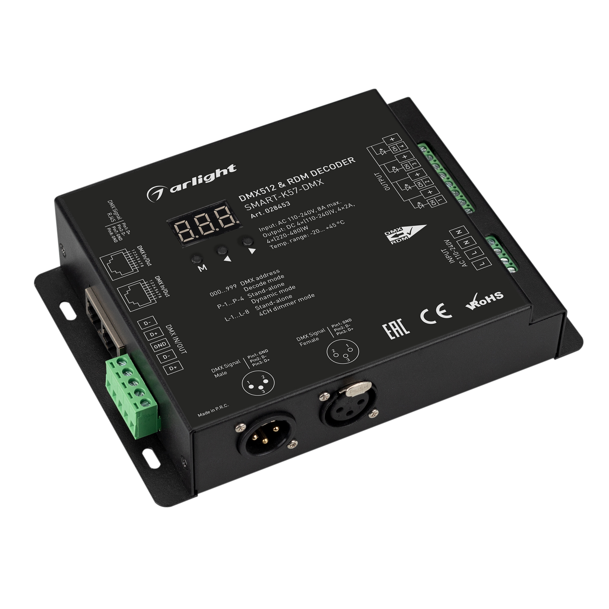 Декодер SMART-K57-DMX (230V, 4x2A, XLR3) 028453 - Arlight