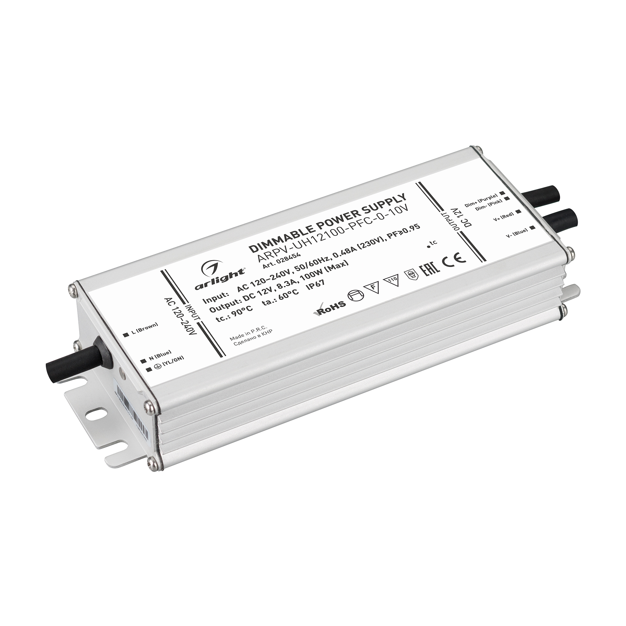Блок питания ARPV-UH12100-PFC-0-10V (12V, 8.3A, 100W) 028454 - Arlight