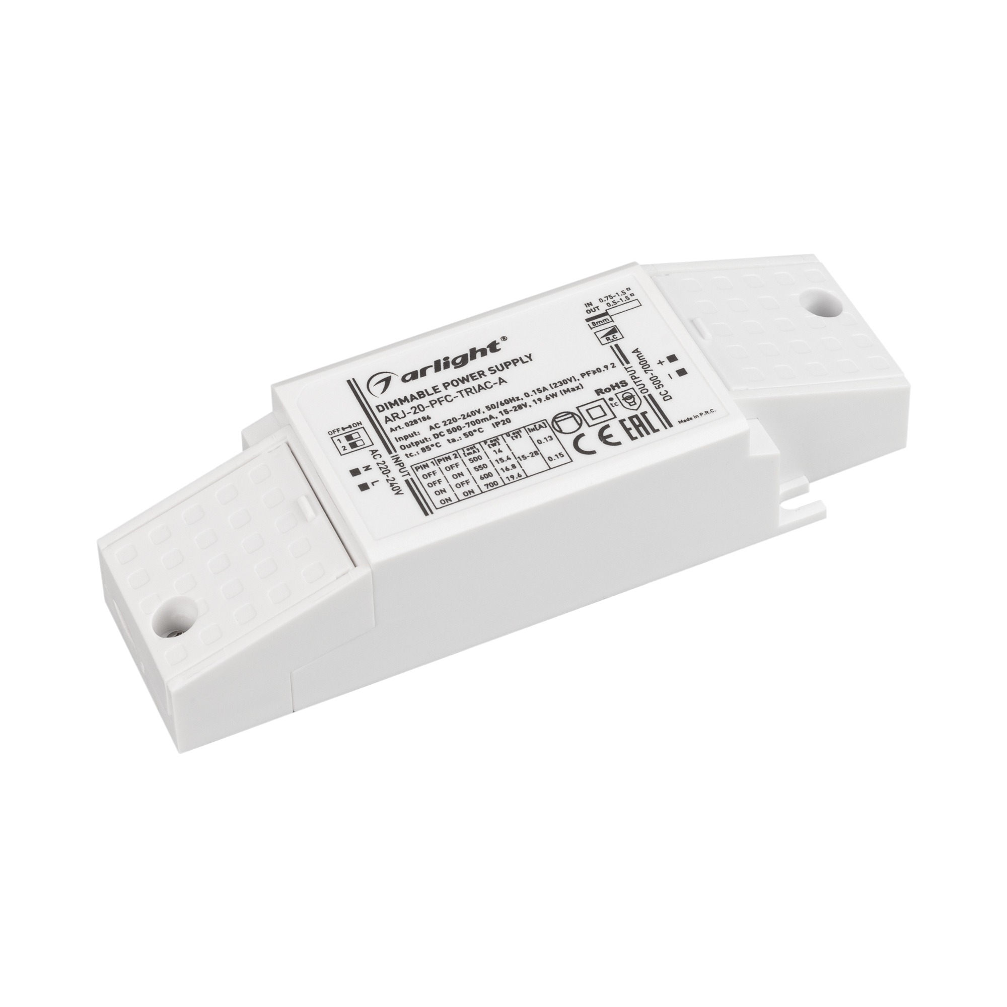 Блок питания ARJ-20-PFC-TRIAC-A (20W, 500-700mA) 028186 - Arlight