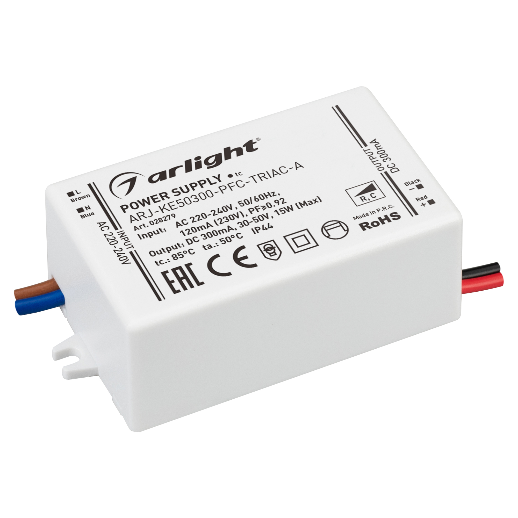Блок питания ARJ-KE50300-PFC-TRIAC-A (15W, 300mA) 028279 - Arlight