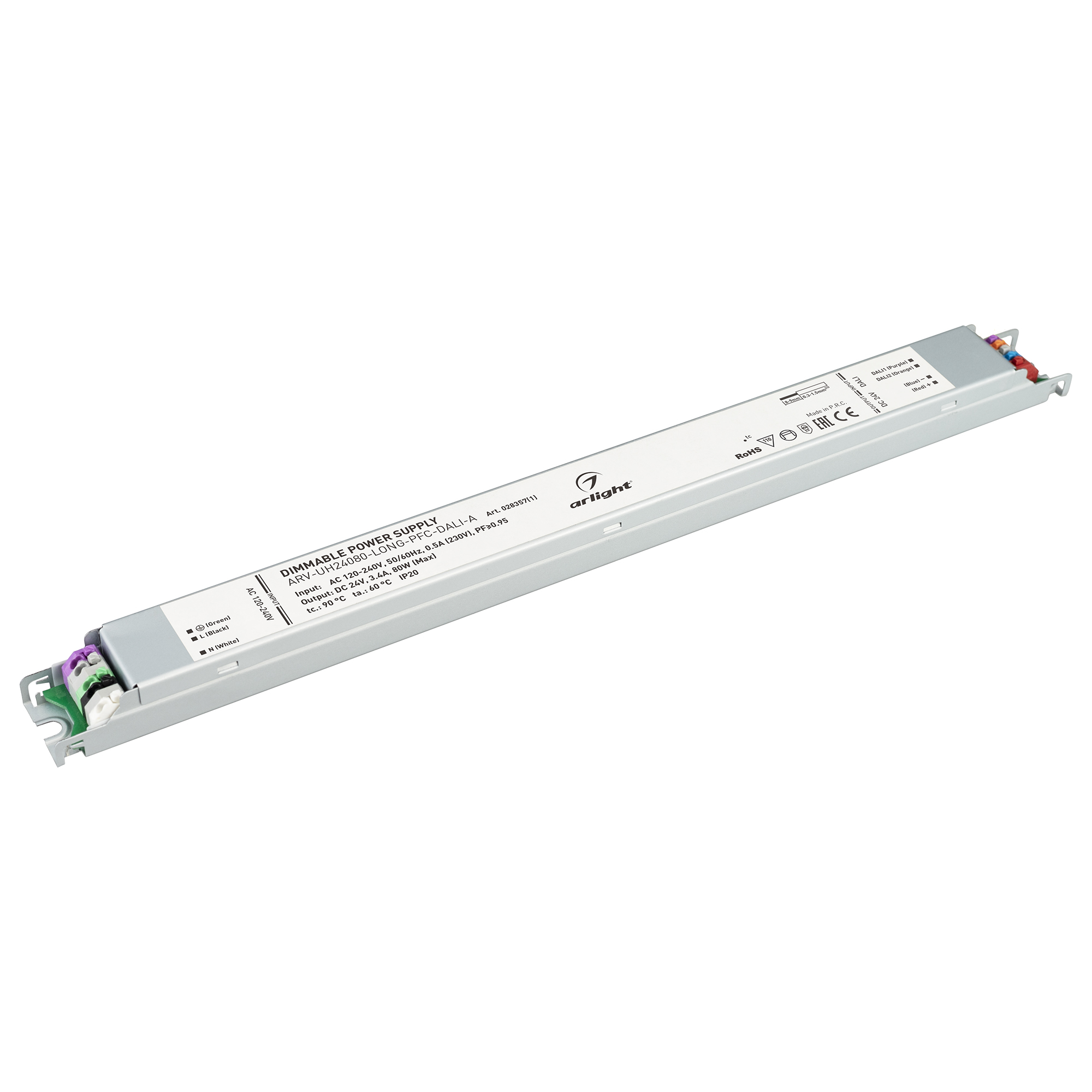 Блок питания ARV-UH24080-LONG-PFC-DALI-A (24V, 3.4A, 80W) 028357(1) - Arlight