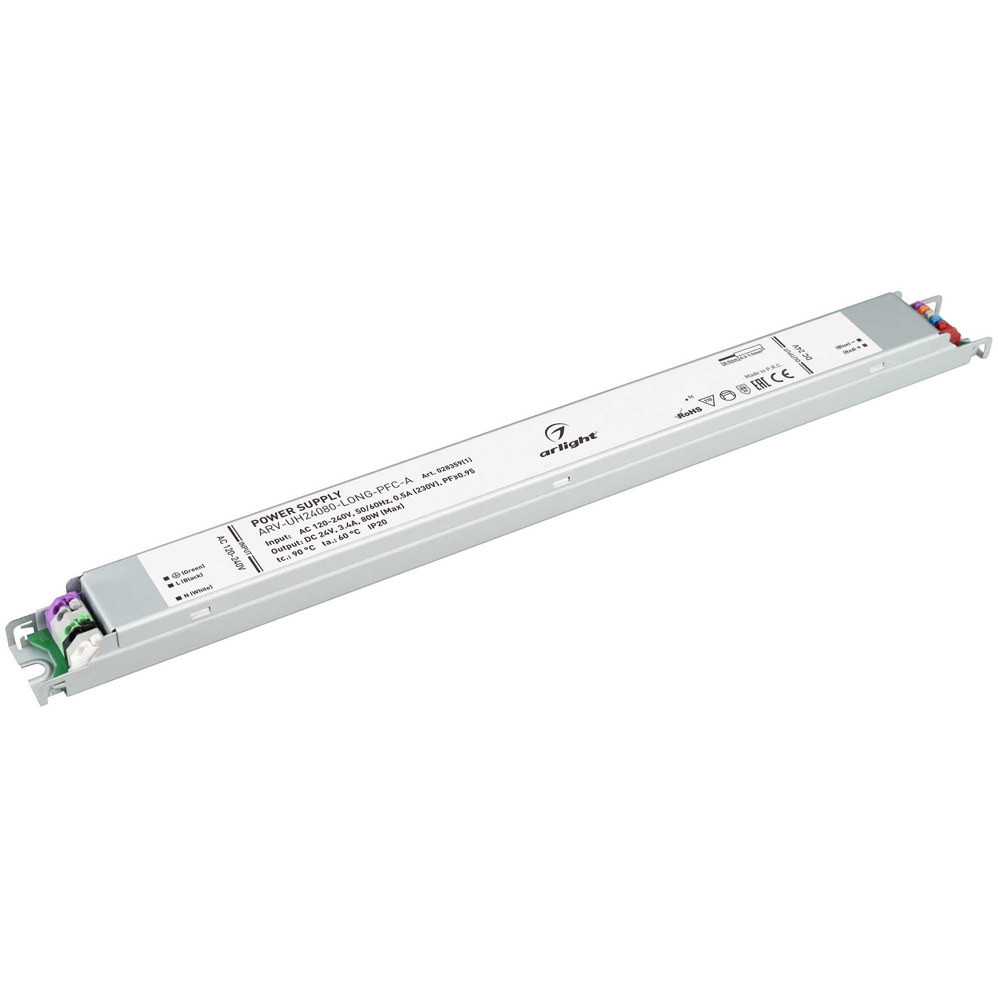 Блок питания ARV-UH24080-LONG-PFC-A (24V, 3.4A, 80W) 028359(1) - Arlight