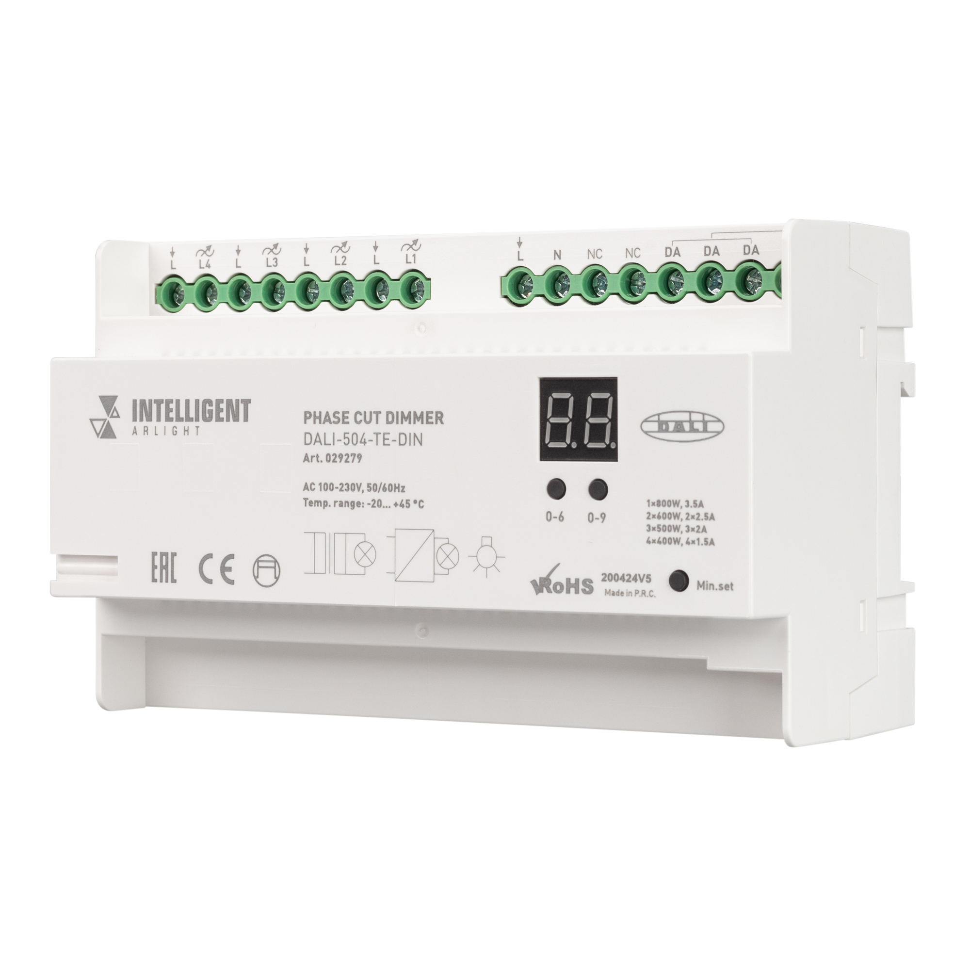 INTELLIGENT ARLIGHT Диммер DALI-504-TE-DIN(230V, 4x2A) 029279 - Arlight