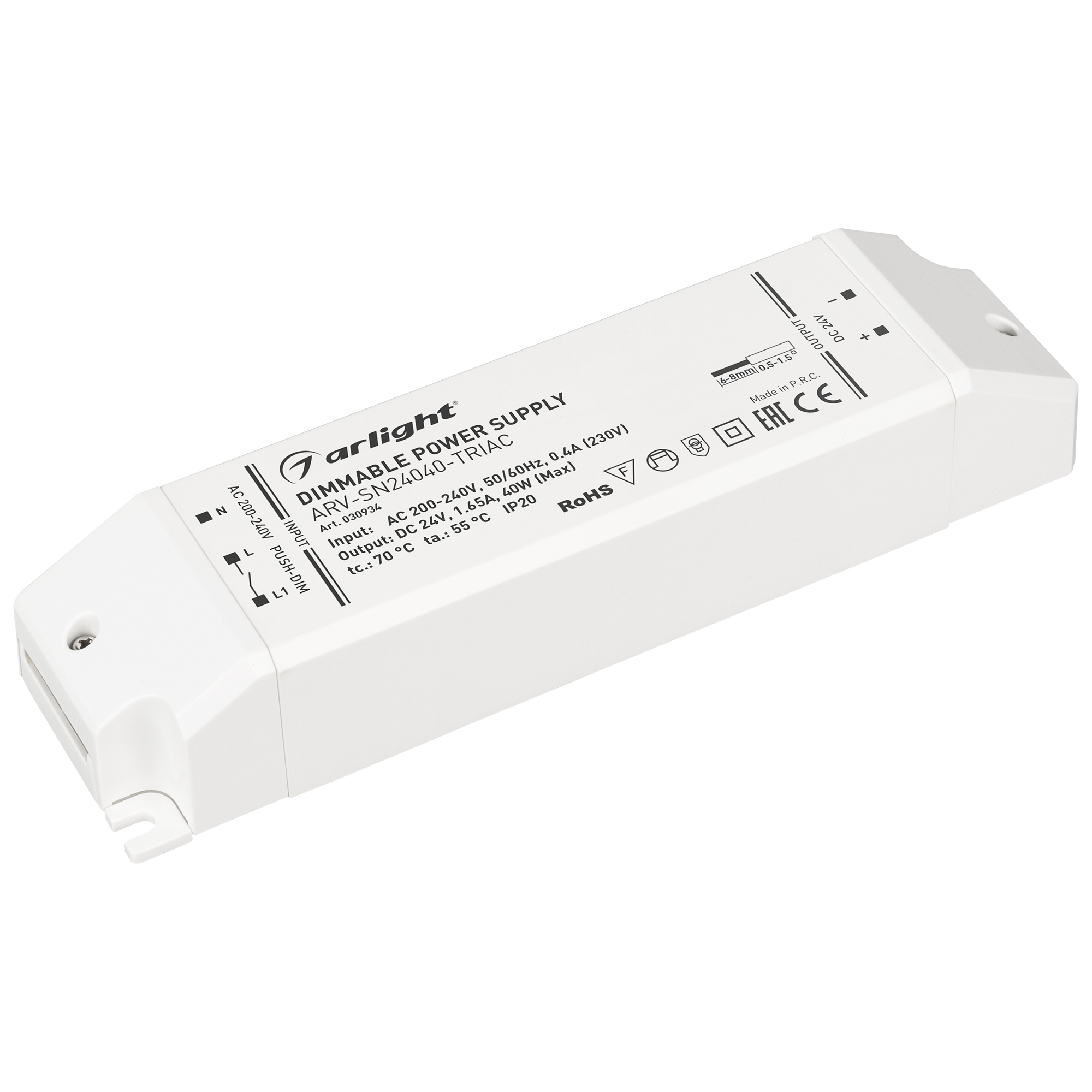 Блок питания ARV-SN24040-TRIAC (24V, 1.65A, 40W) 030934 - Arlight
