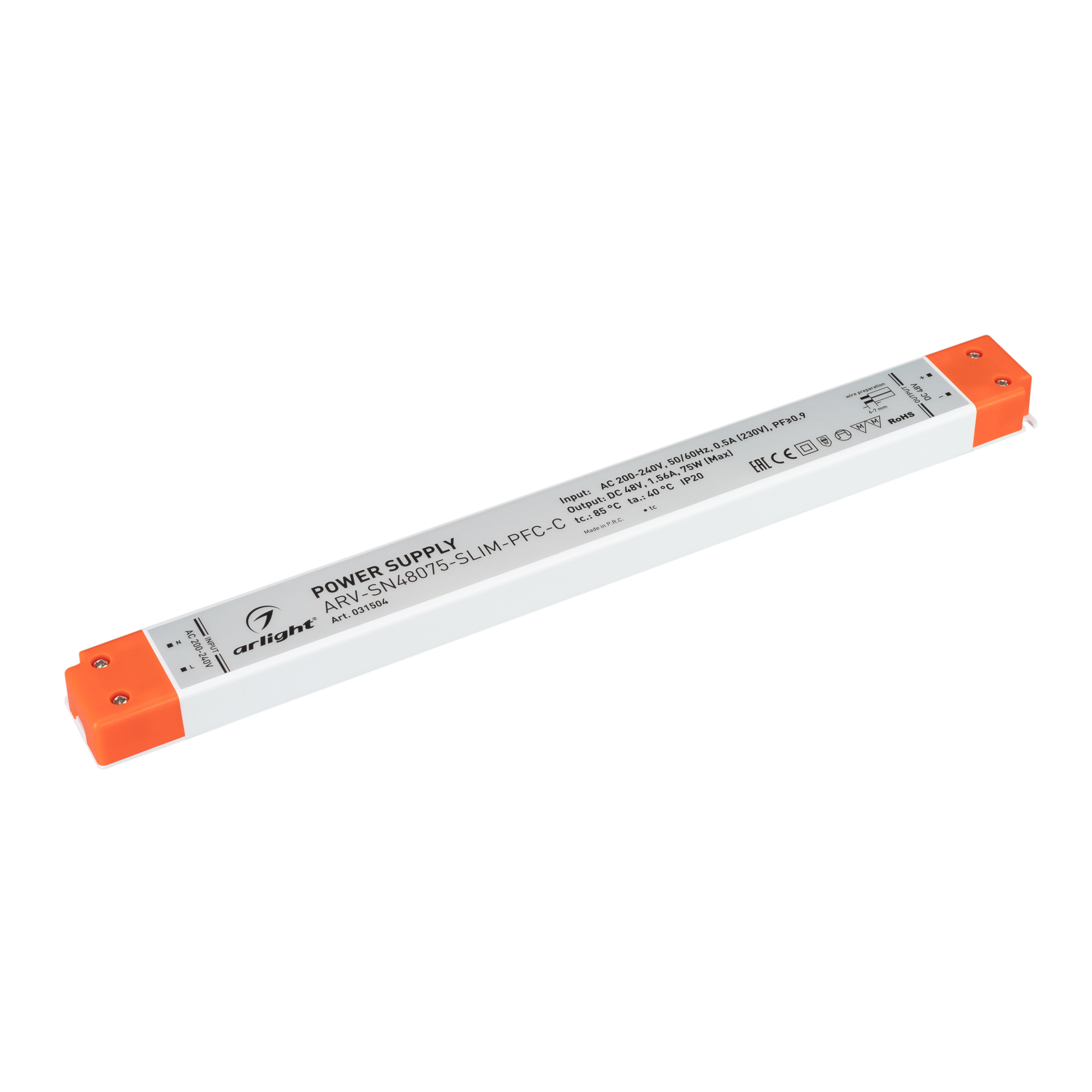 Блок питания ARV-SN48075-SLIM-PFC-C (48V, 1.56A, 75W) 031504 - Arlight