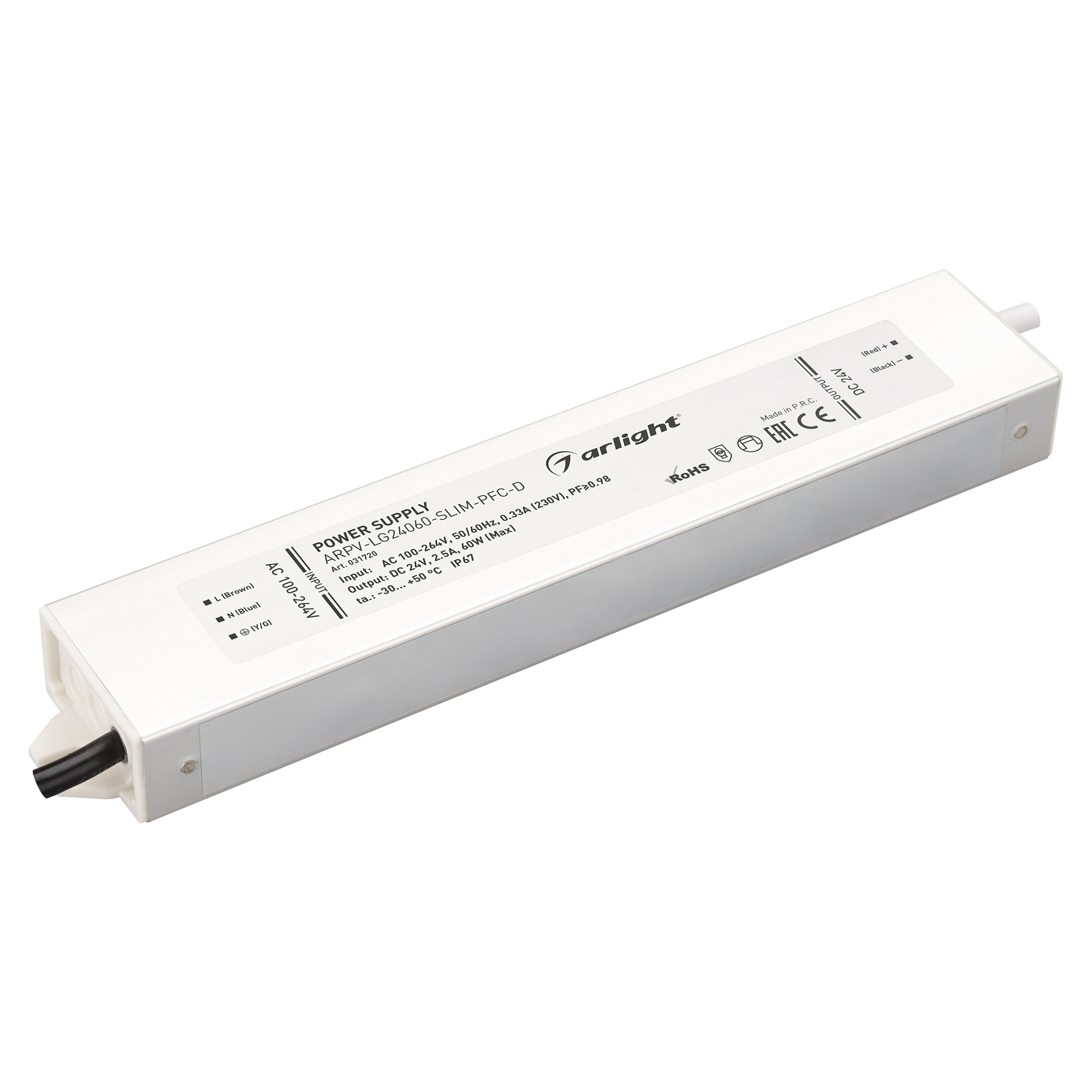 Блок питания ARPV-LG24060-SLIM-PFC-D (24V, 2.5A, 60W) 031720 - Arlight
