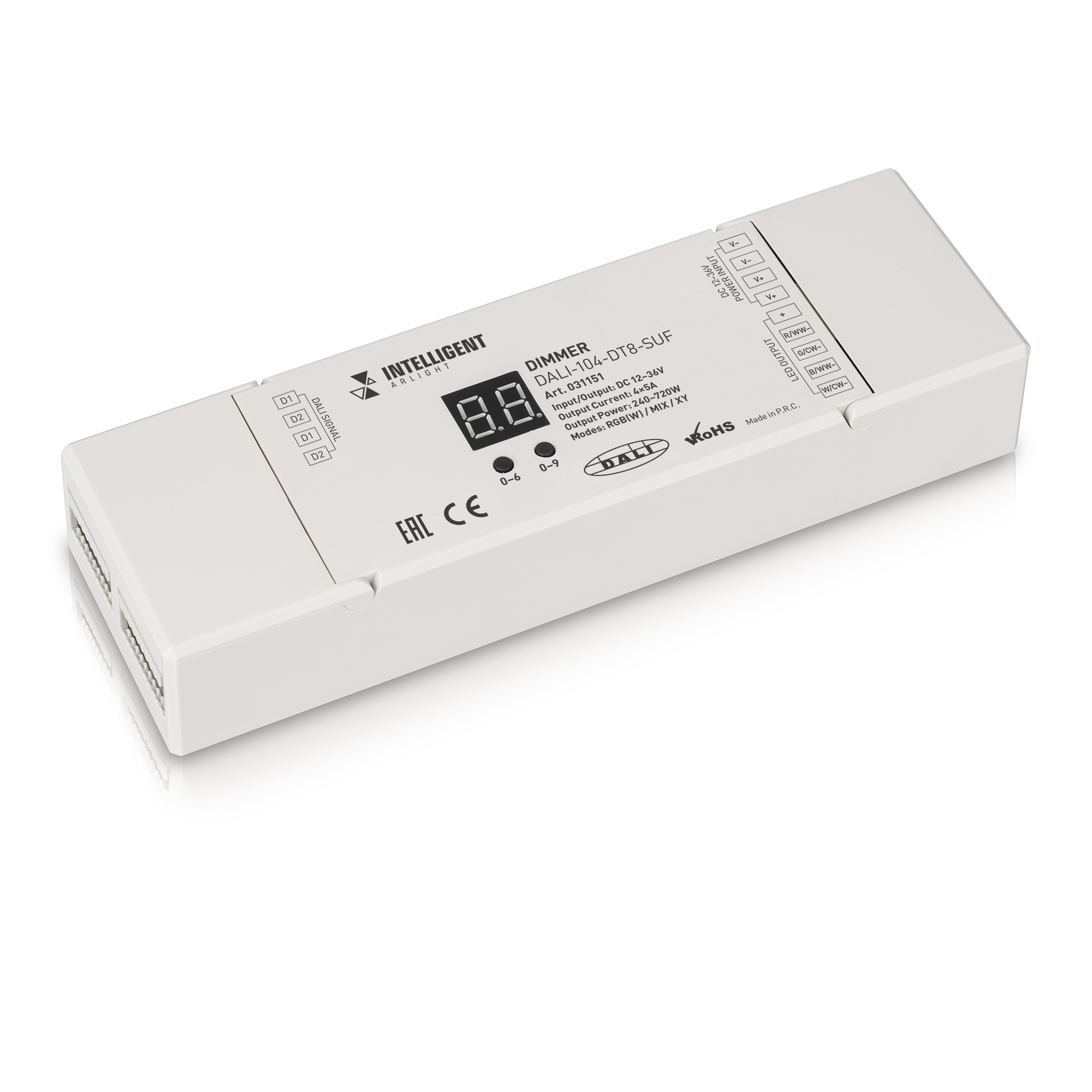 INTELLIGENT ARLIGHT Диммер DALI-104-DT8-SUF (12-36V, RGBW/MIX/XY, 4х5А) 031151 - Arlight
