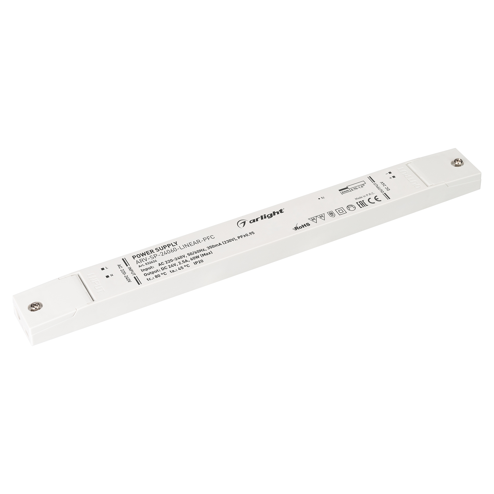 Блок питания ARV-SP-24060-LINEAR-PFC (24V, 2.5A, 60W) 032624 - Arlight