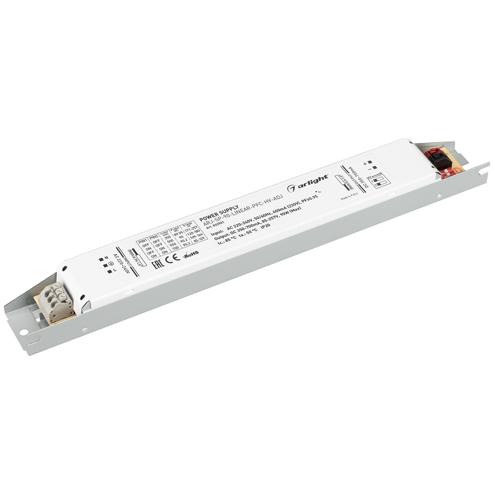 Блок питания ARJ-SP-90-LINEAR-PFC-HV-ADJ (90W, 350-700mA) 032901 - Arlight