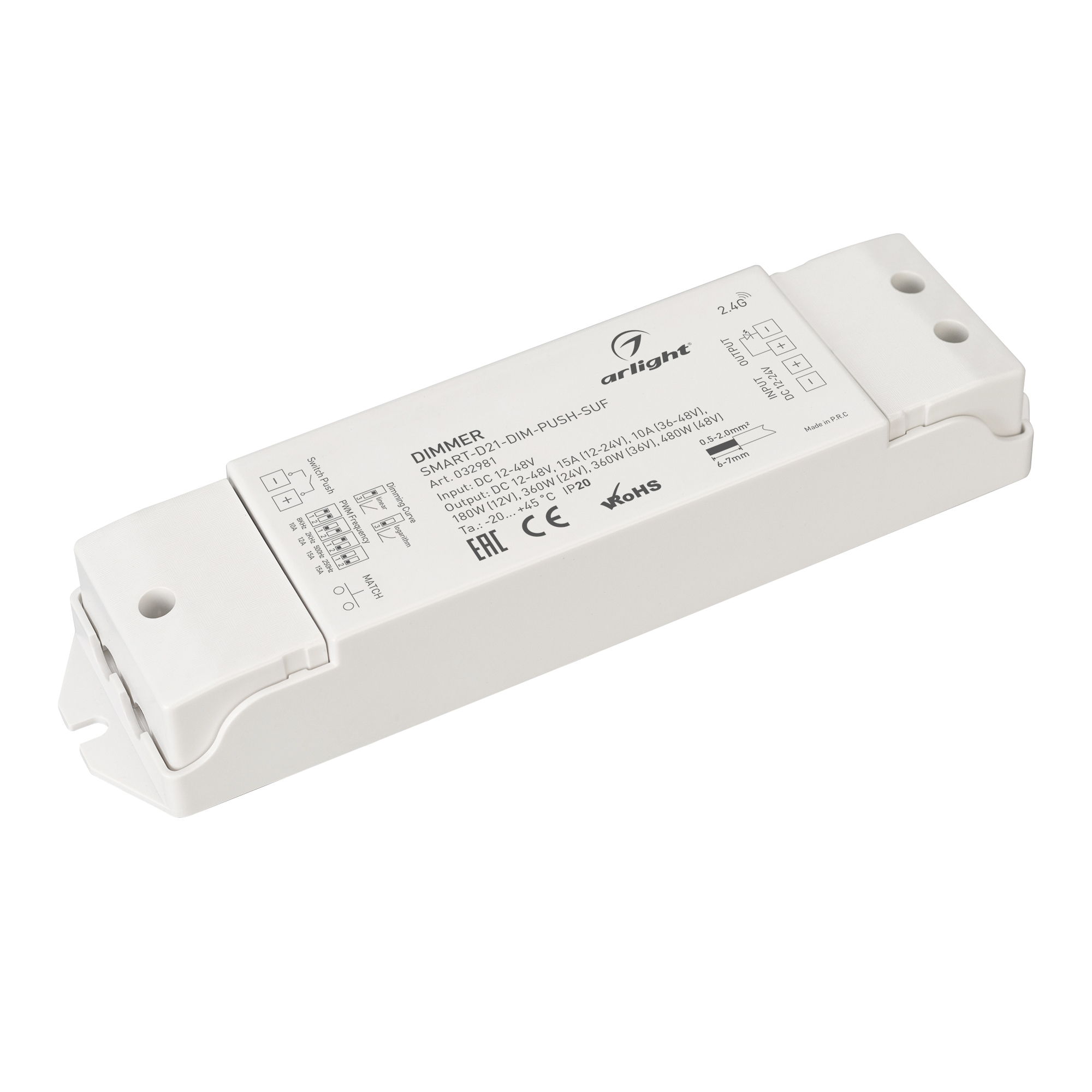 Диммер SMART-D21-DIM-PUSH-SUF (12-48, 1x15A, 2.4G) 032981 - Arlight