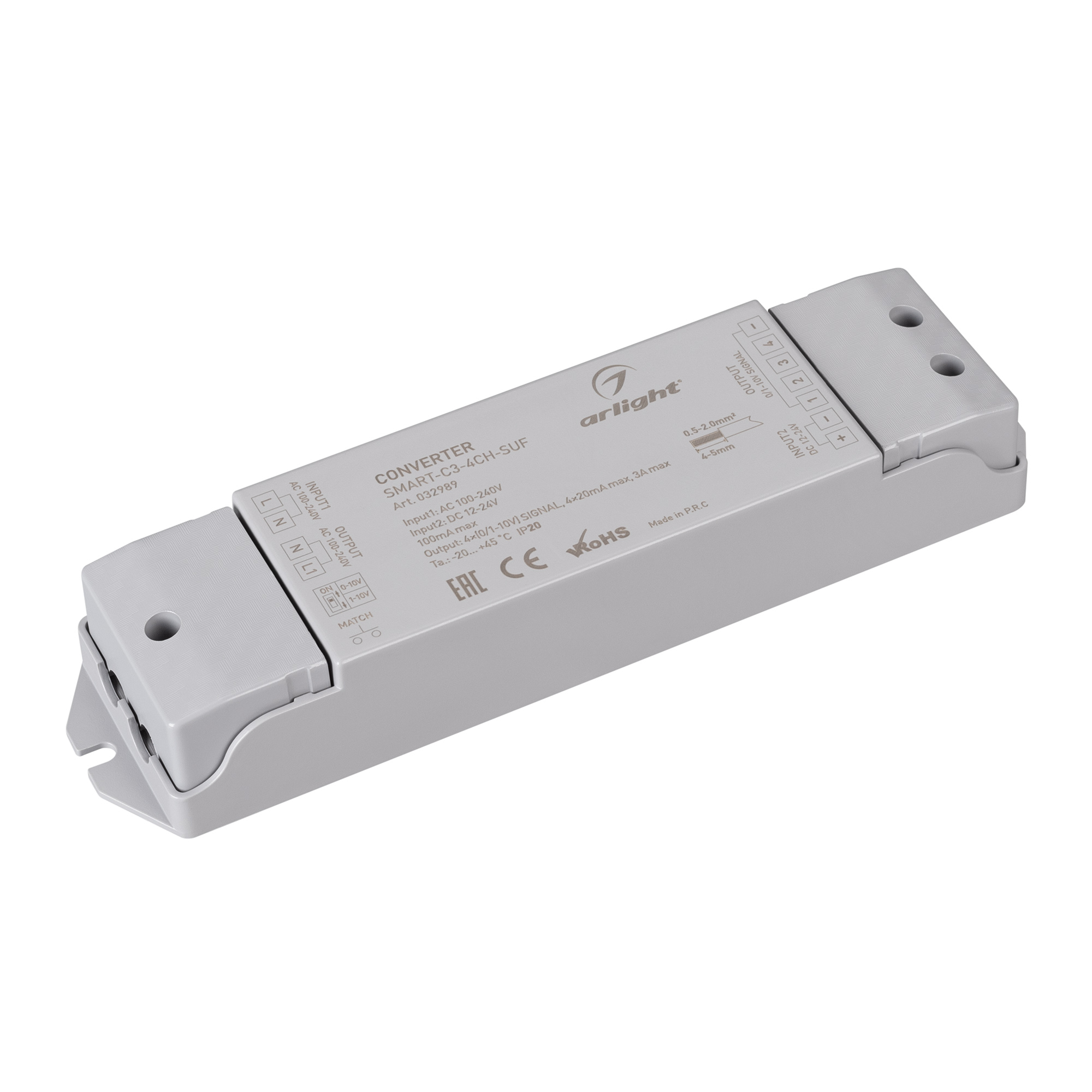 Конвертер SMART-C3-4CH-SUF (12-24V, RF-0/1-10V, 2.4G) 032989 - Arlight