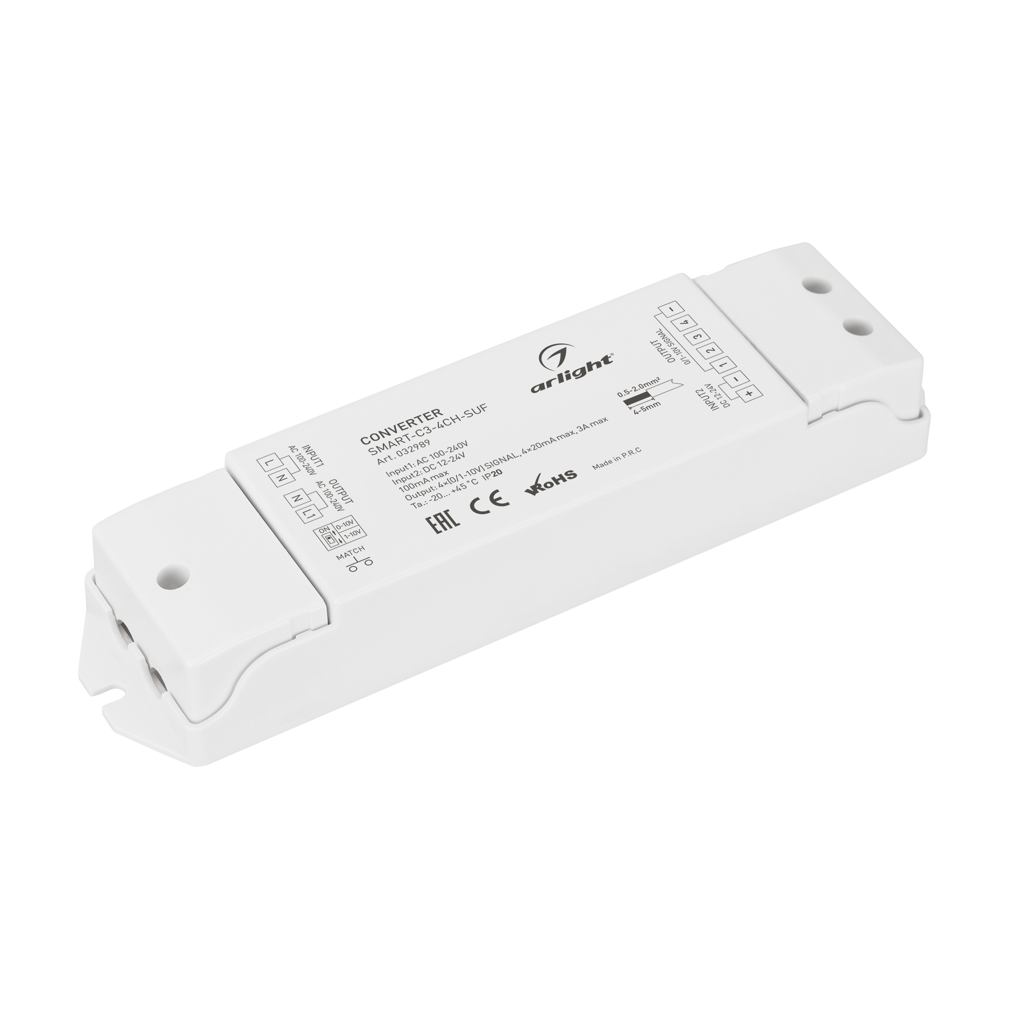 Конвертер SMART-C3-4CH-SUF (12-24V, RF-0/1-10V, 2.4G) 032989 - Arlight