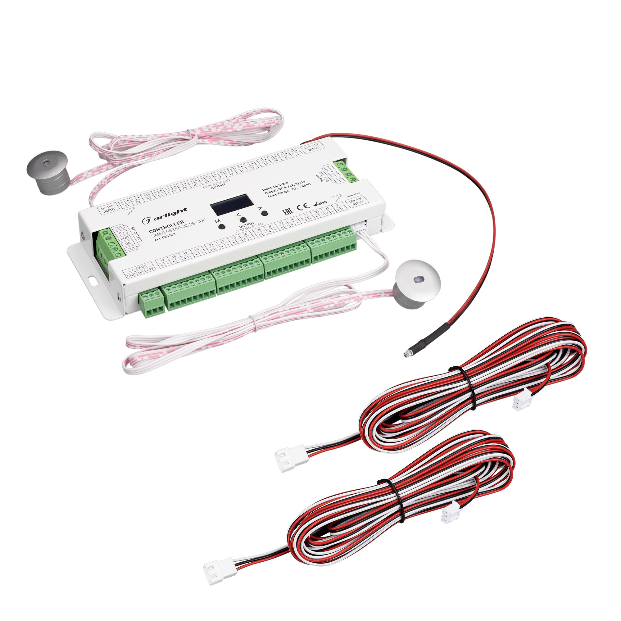 Контроллер лестничный SMART-STEP-32-2S-SUF (5-24V, 32x1A, SPI) 033122 - Arlight