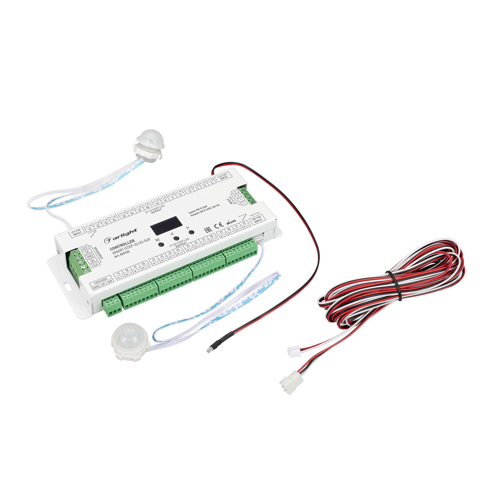 Контроллер лестничный SMART-STEP-32-2S-SUF (5-24V, 32x1A, SPI) 033122 - Arlight