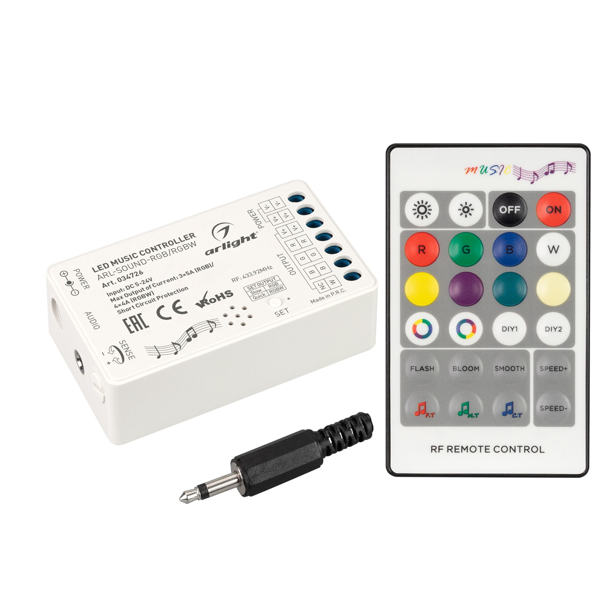 Аудиоконтроллер ARL-SOUND-RGB/RGBW (12-24V, 4x4A, RF ПДУ 24кн) 034726 - Arlight