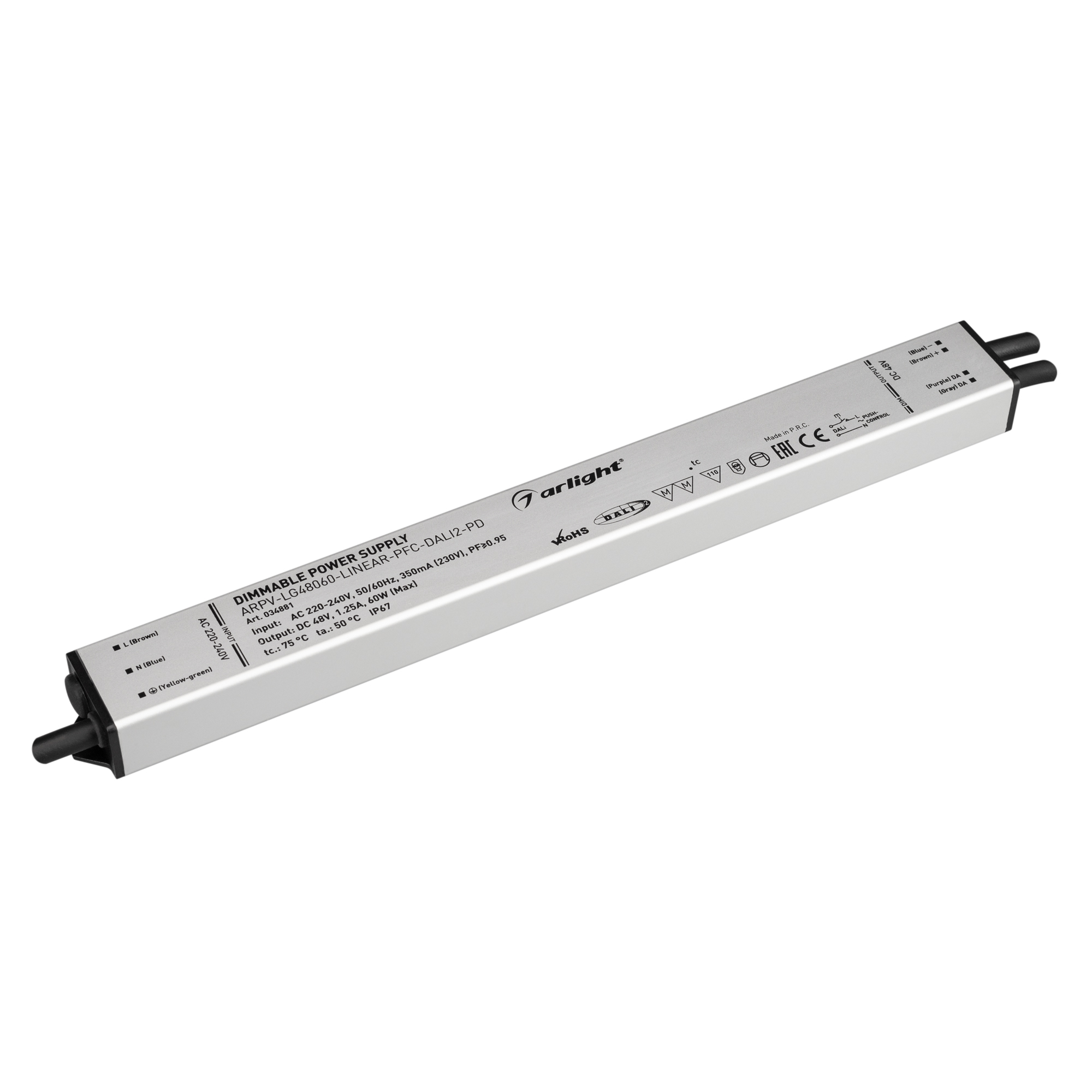 Блок питания ARPV-LG48060-LINEAR-PFC-DALI2-PD (48V, 1.25A, 60W) 034881 - Arlight