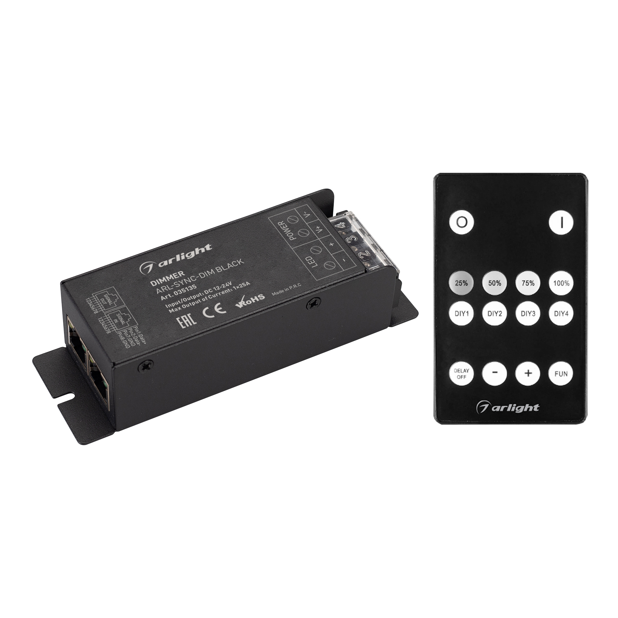 Диммер ARL-SYNC-DIM Black (12-24V, 1x25A, ПДУ 14кн, RF, RJ45) 035135 - Arlight