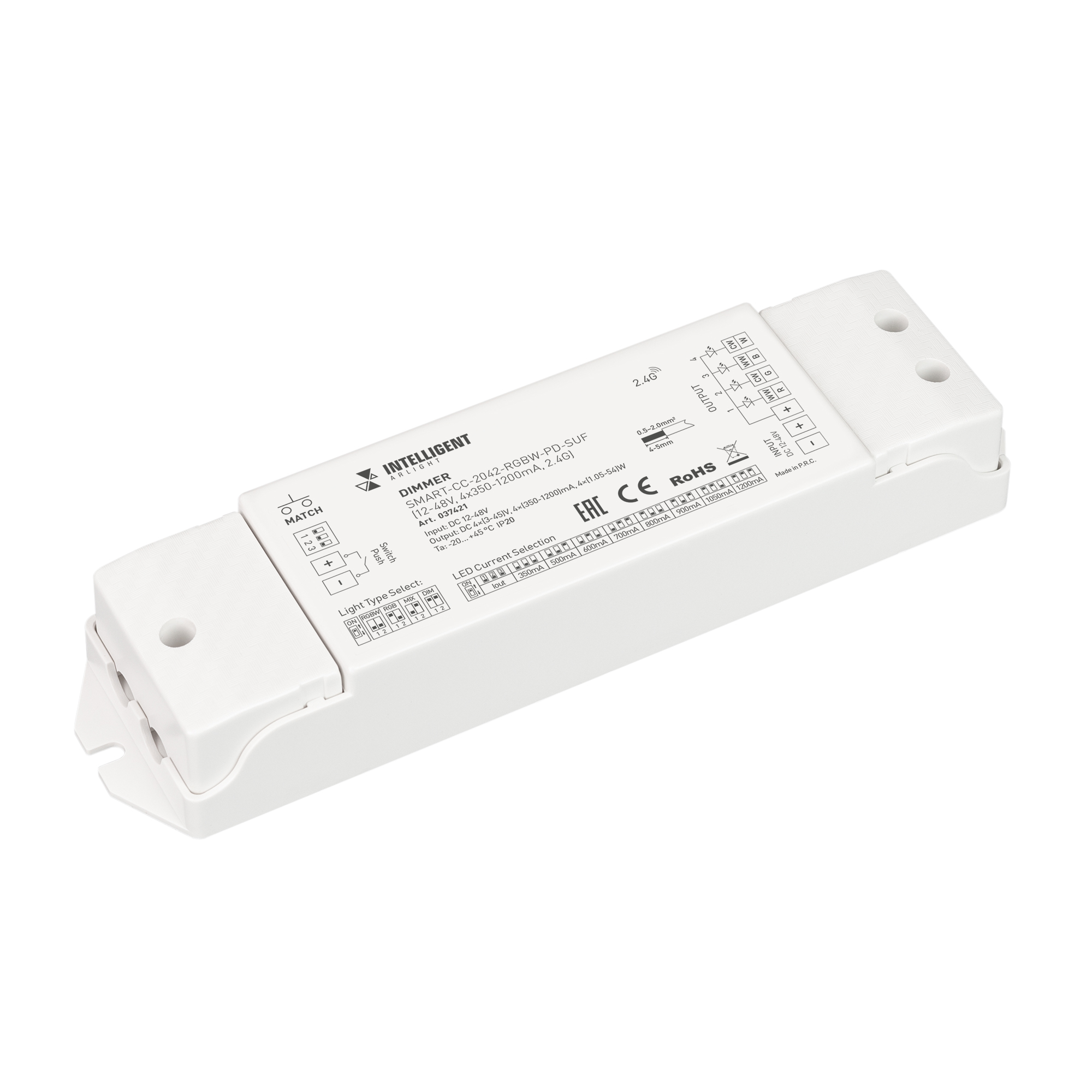 INTELLIGENT ARLIGHT Диммер SMART-CC-2042-RGBW-PD-SUF (12-48V, 4x150-500mA, 2.4G) 037420 - Arlight