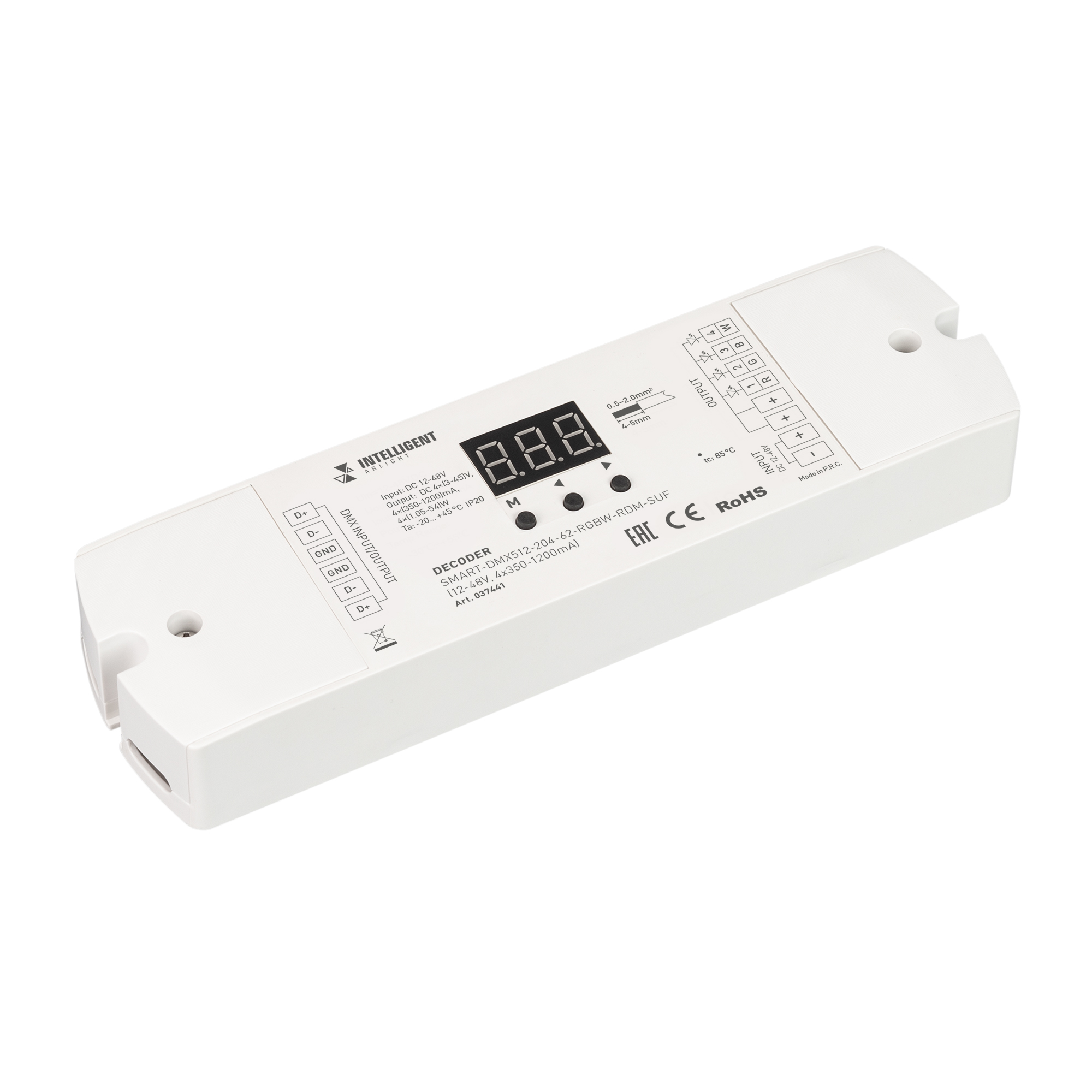 INTELLIGENT ARLIGHT Декодер SMART-DMX512-204-62-RGBW-RDM-SUF (12-48V, 4x150-500mA) 037440 - Arlight