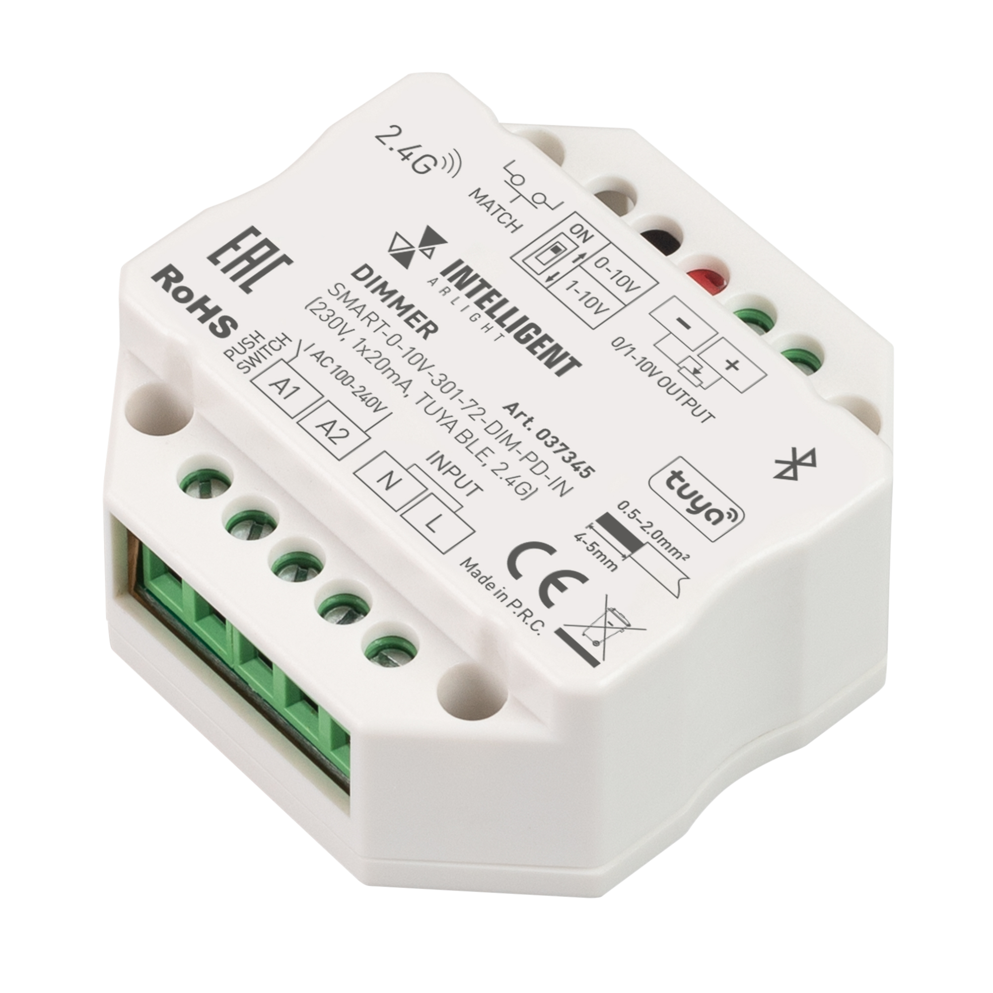 INTELLIGENT ARLIGHT Диммер SMART-0-10V-301-72-DIM-PD-IN (230V, 1x20mA, ZB, 2.4G) 037347 - Arlight