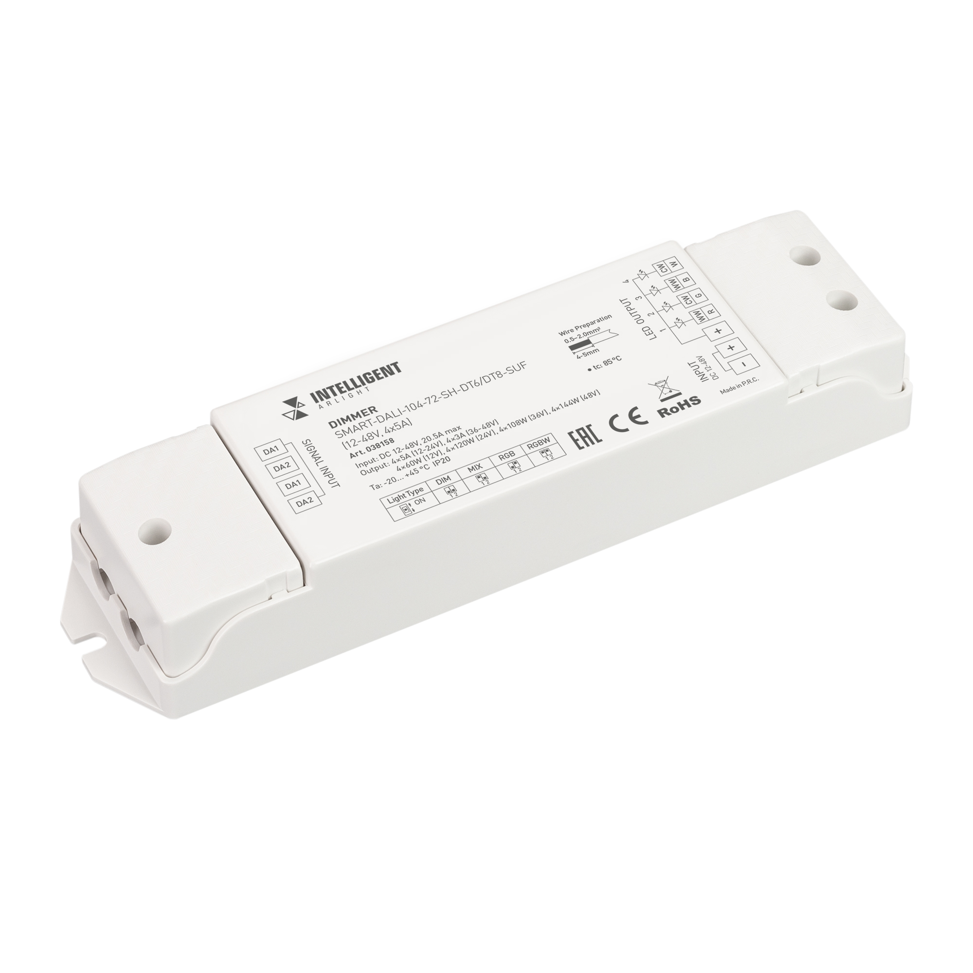 INTELLIGENT ARLIGHT Диммер SMART-DALI-104-72-SH-DT6/DT8-SUF (12-48V, 4x5A) 038158 - Arlight