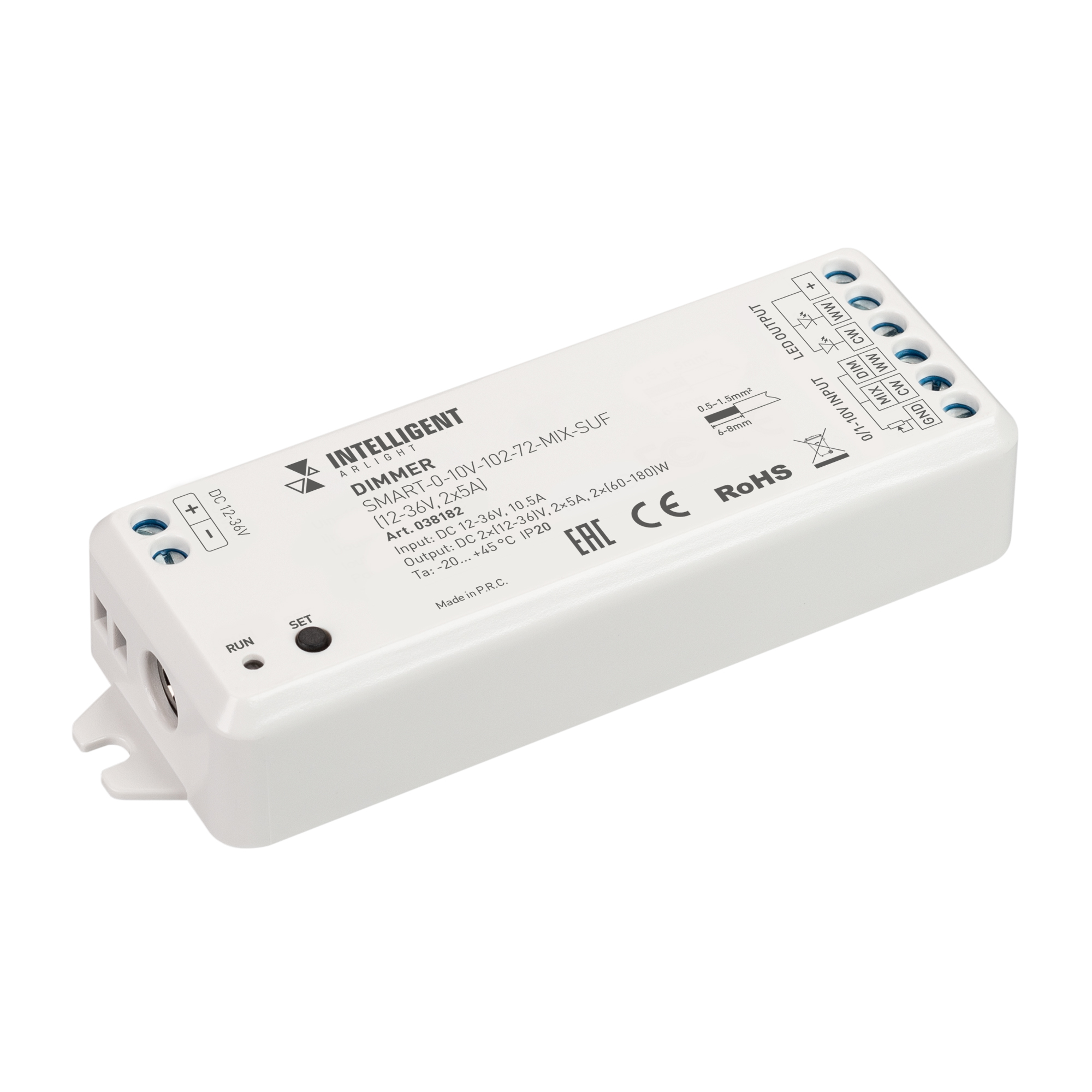 INTELLIGENT ARLIGHT Диммер SMART-0-10V-102-72-MIX-SUF (12-36V, 2x5A) 038182 - Arlight