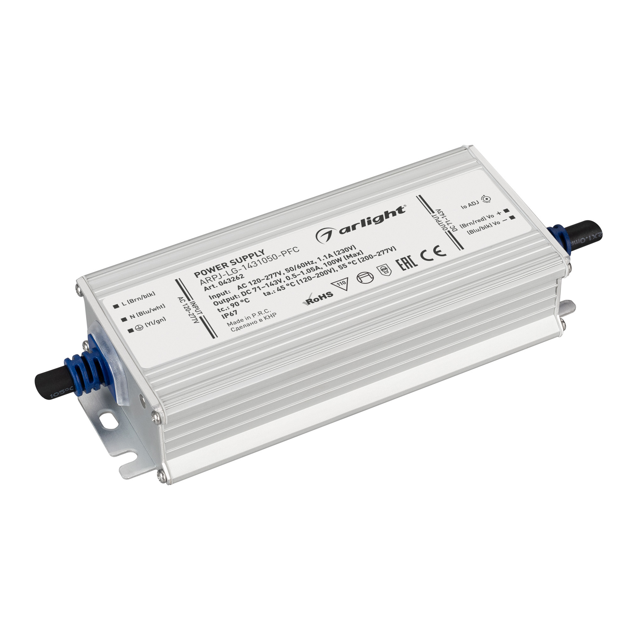 Блок питания ARPJ-LG-1431050-PFC (100W, 71-143V, 0.5-1.05A) 043262 - Arlight