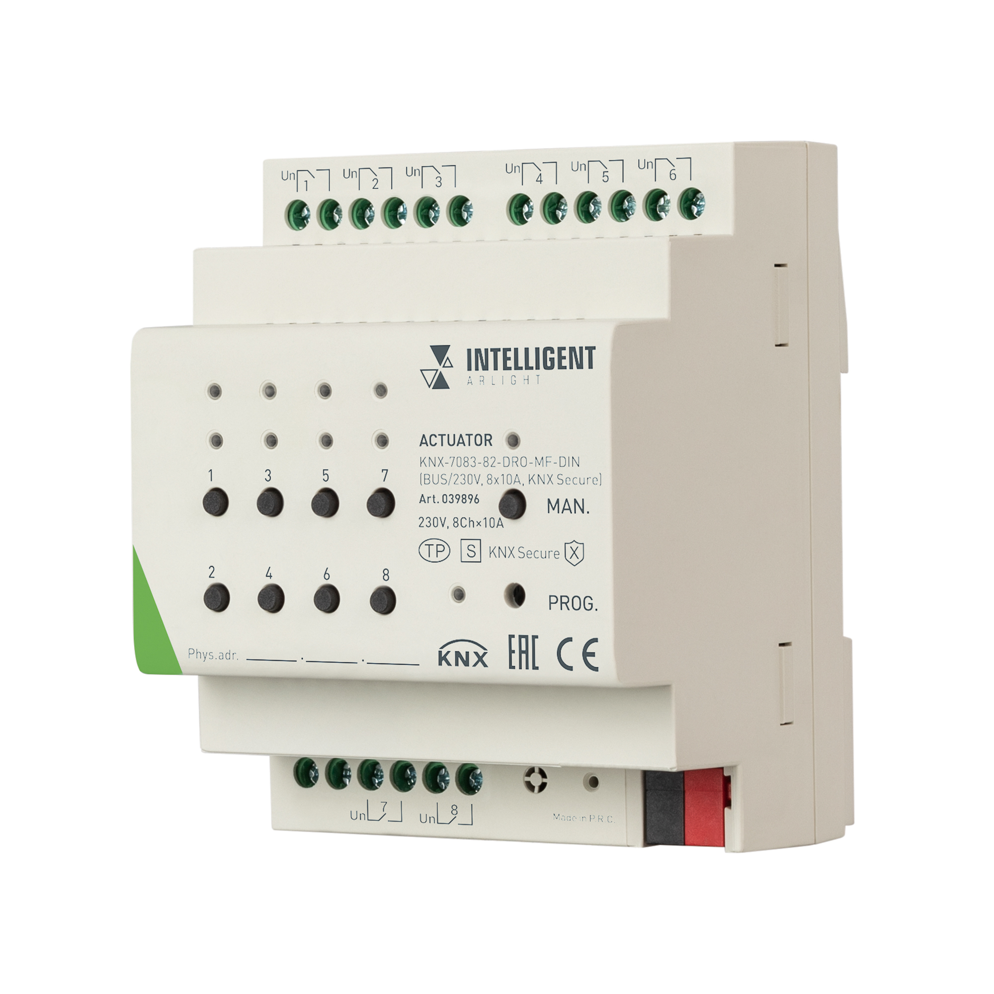 INTELLIGENT ARLIGHT Актуатор KNX-7083-82-DRO-MF-DIN (BUS/230V, 8x10А, KNX Secure) 039896 - Arlight