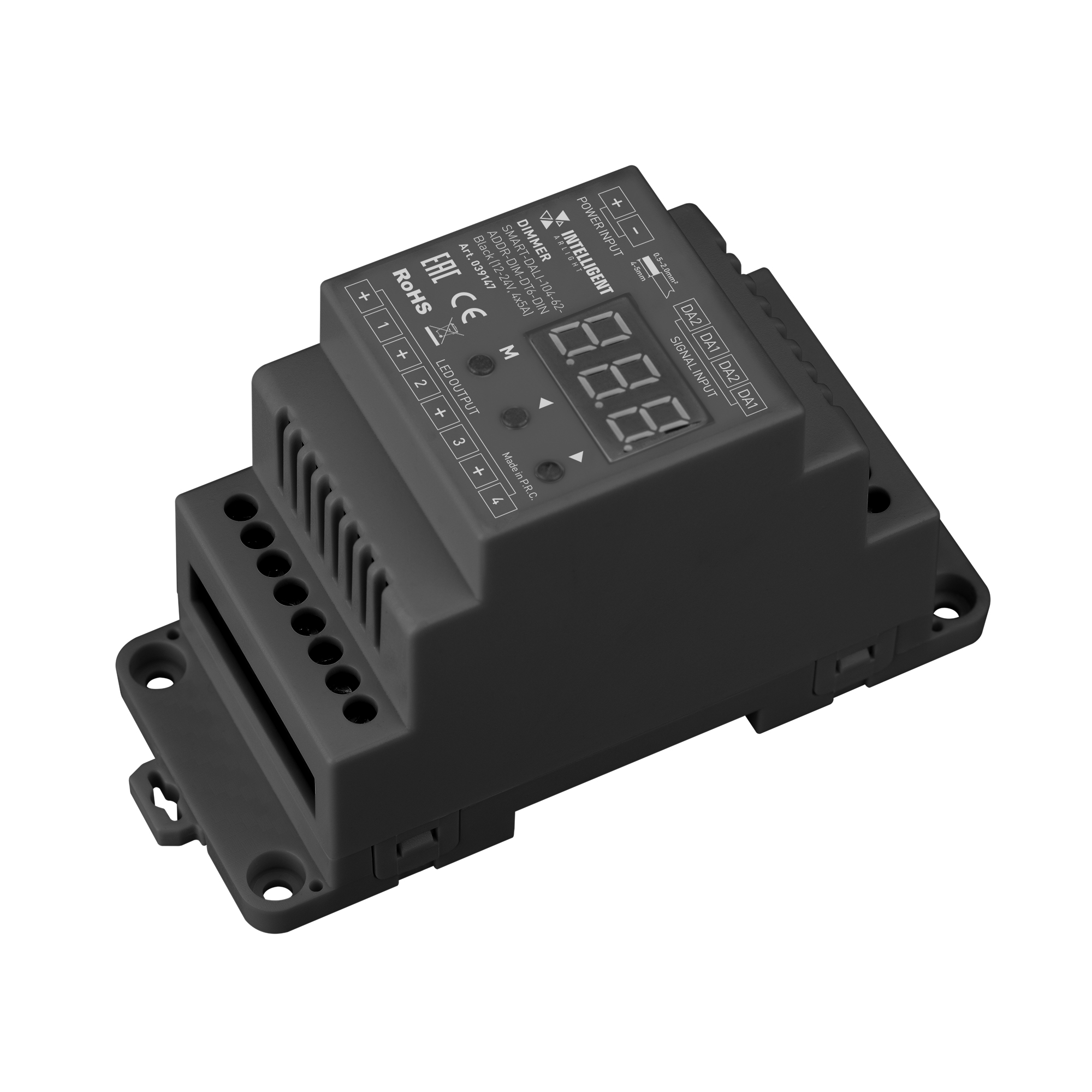 INTELLIGENT ARLIGHT Диммер SMART-DALI-104-62-ADDR-DIM-DT6-DIN Black (12-24V, 4x5A) 039147 - Arlight
