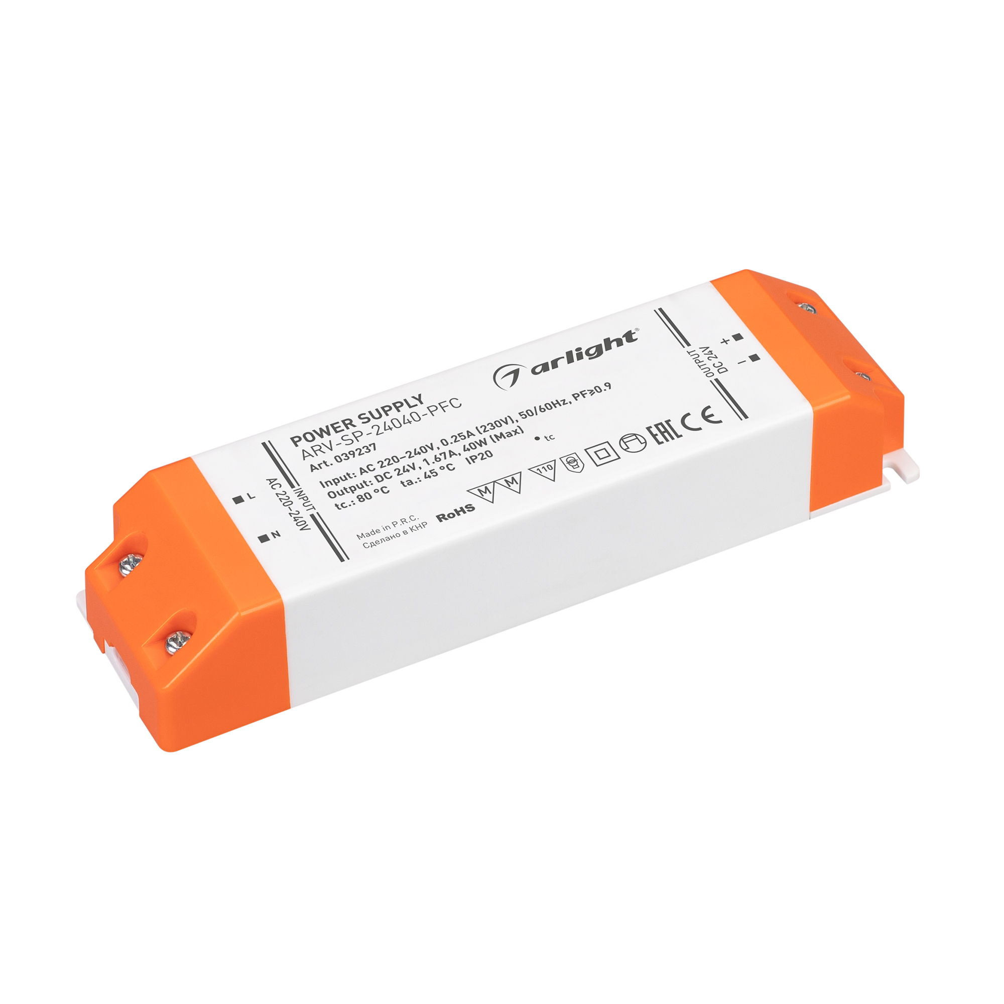 Блок питания ARV-SP-24040-PFC (24V, 1.67A, 40W) 039237 - Arlight