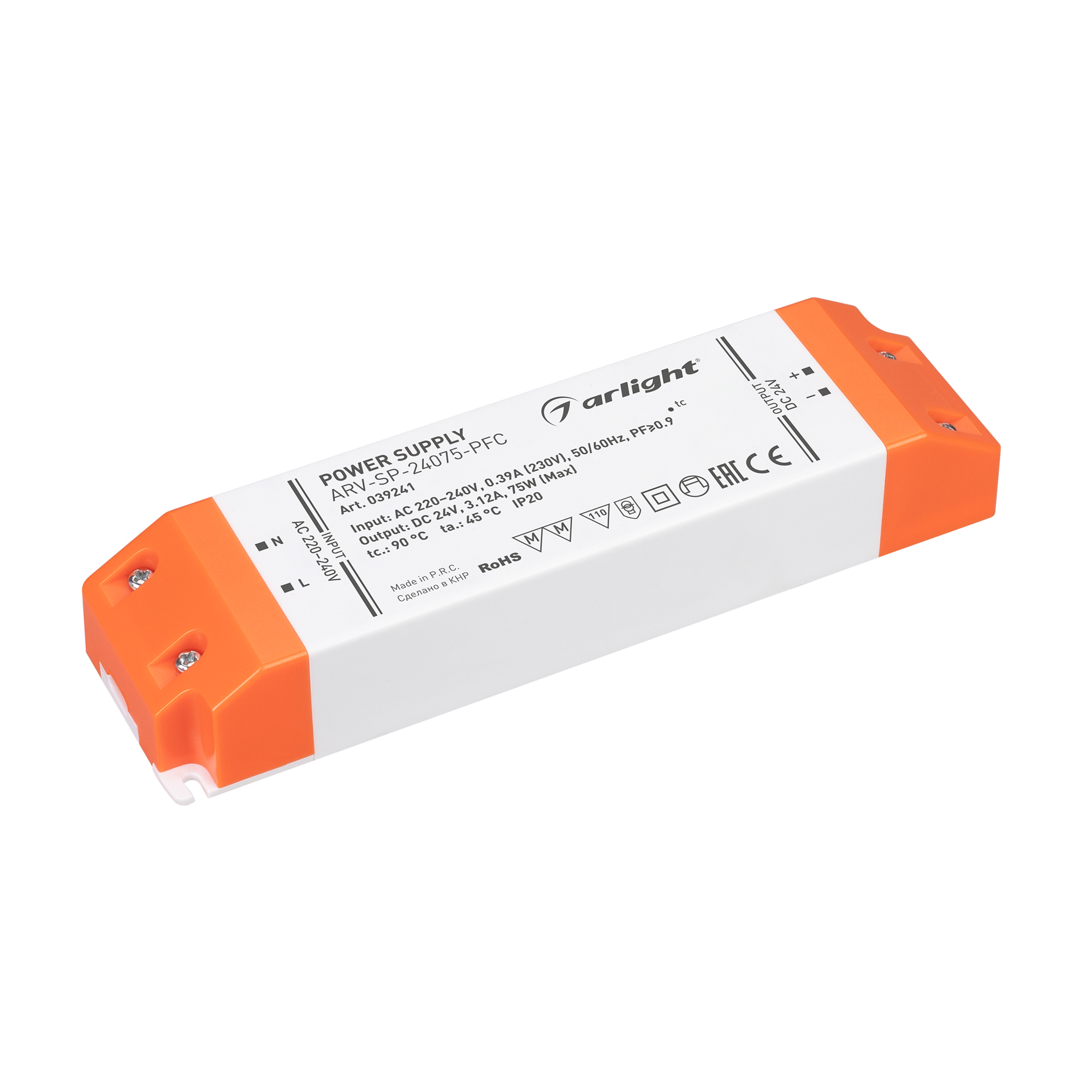 Блок питания ARV-SP-24075-PFC (24V, 3.12A, 75W) 039241 - Arlight