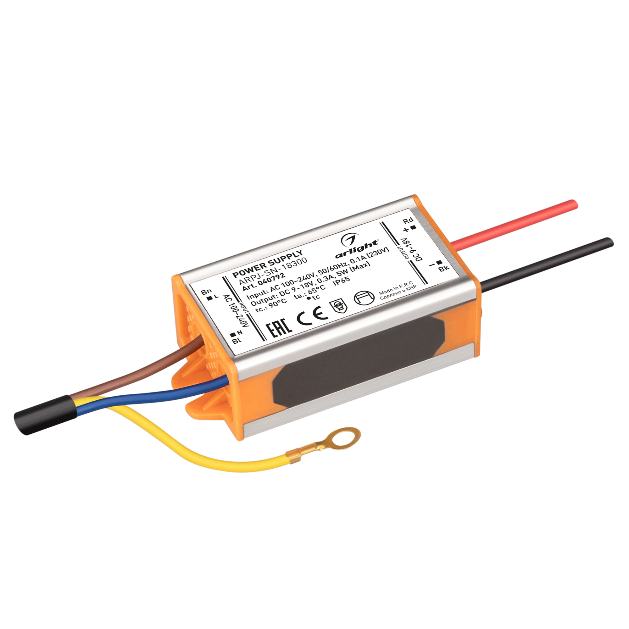 Блок питания ARPJ-SN-18300 (5W, 9-18V, 300mA) 040792 - Arlight
