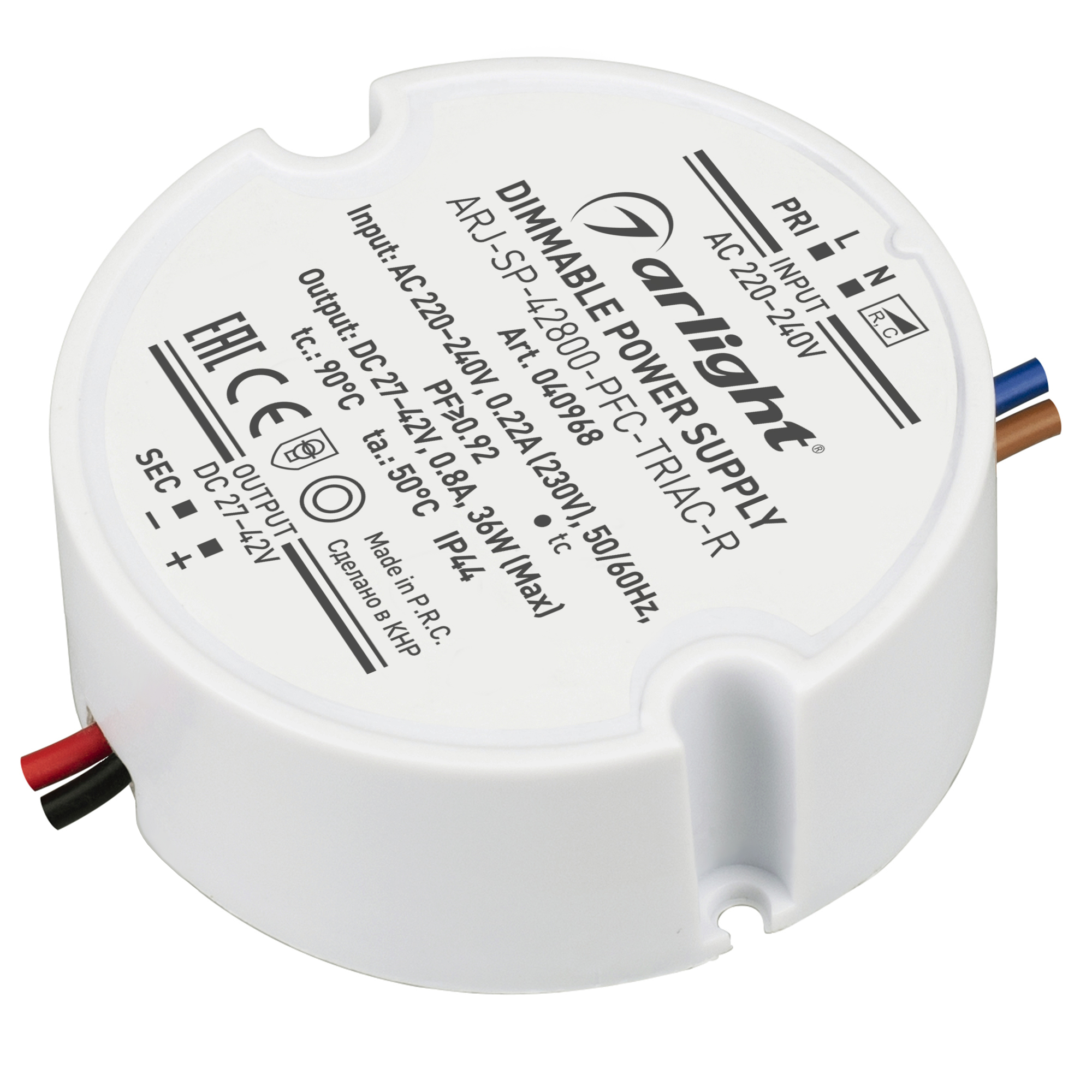 Блок питания ARJ-SP-42800-PFC-TRIAC-R (36W, 27-42V, 800mA) 040968 - Arlight