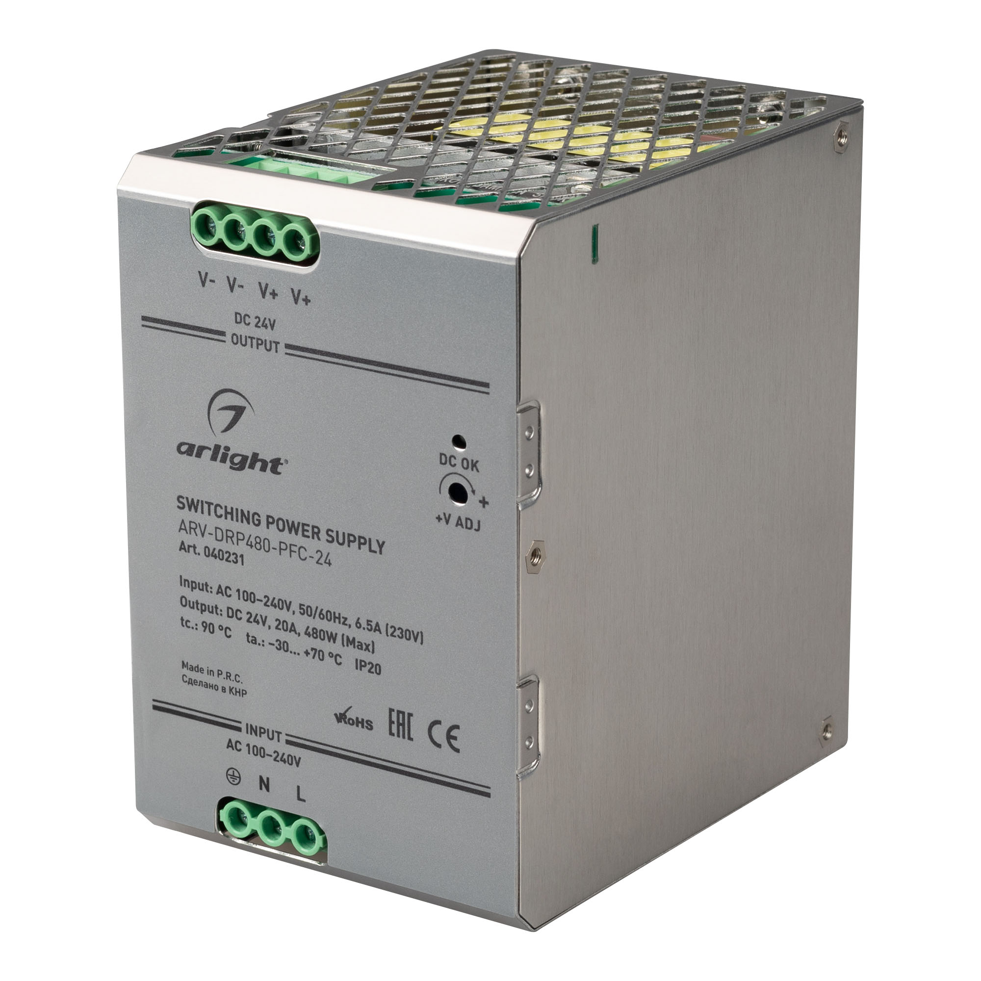 Блок питания ARV-DRP480-PFC-24 (24V, 20A, 480W) 040231 - Arlight