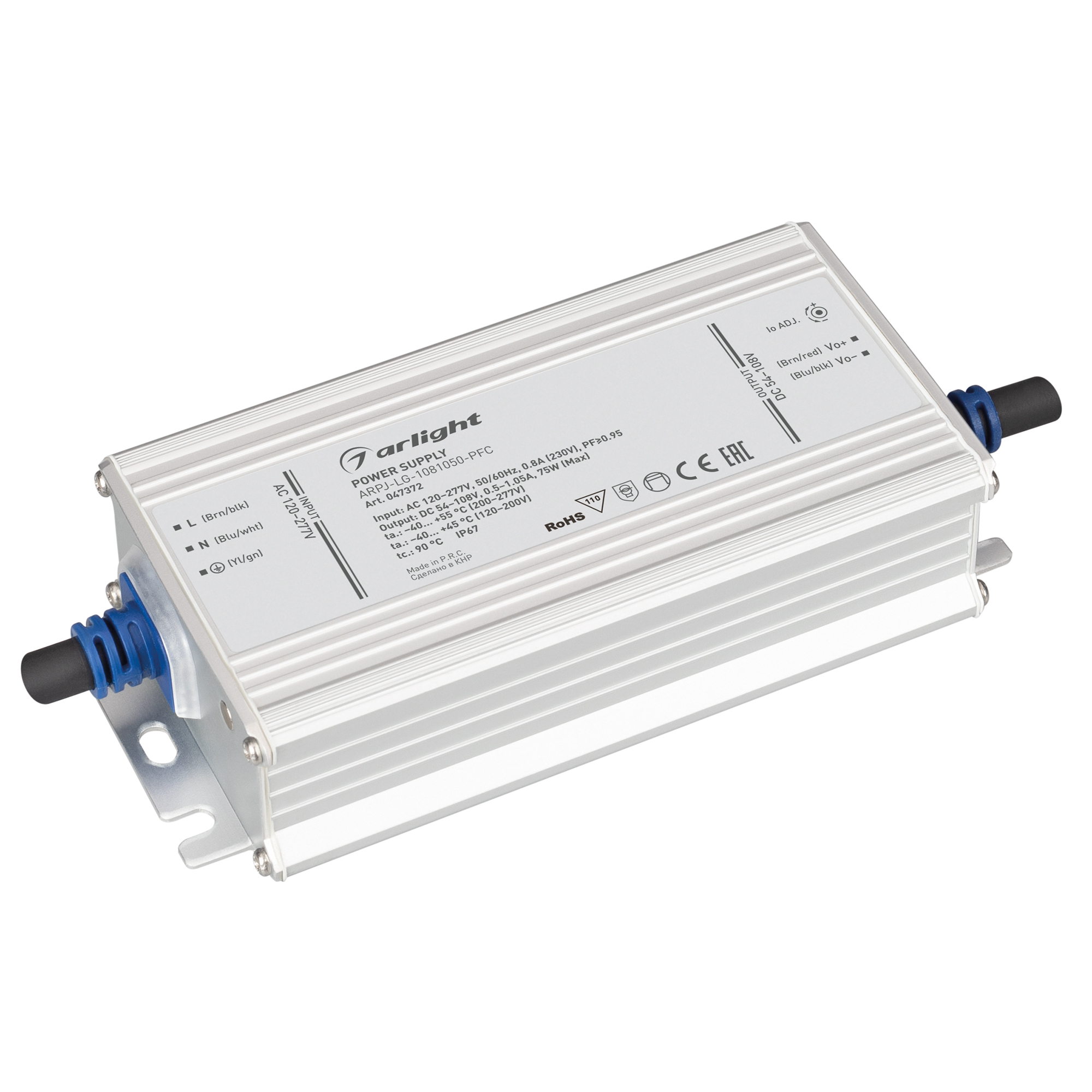 Блок питания ARPJ-LG-1081050-PFC (75W, 54-108V, 0.5-1.05A) 047372 - Arlight