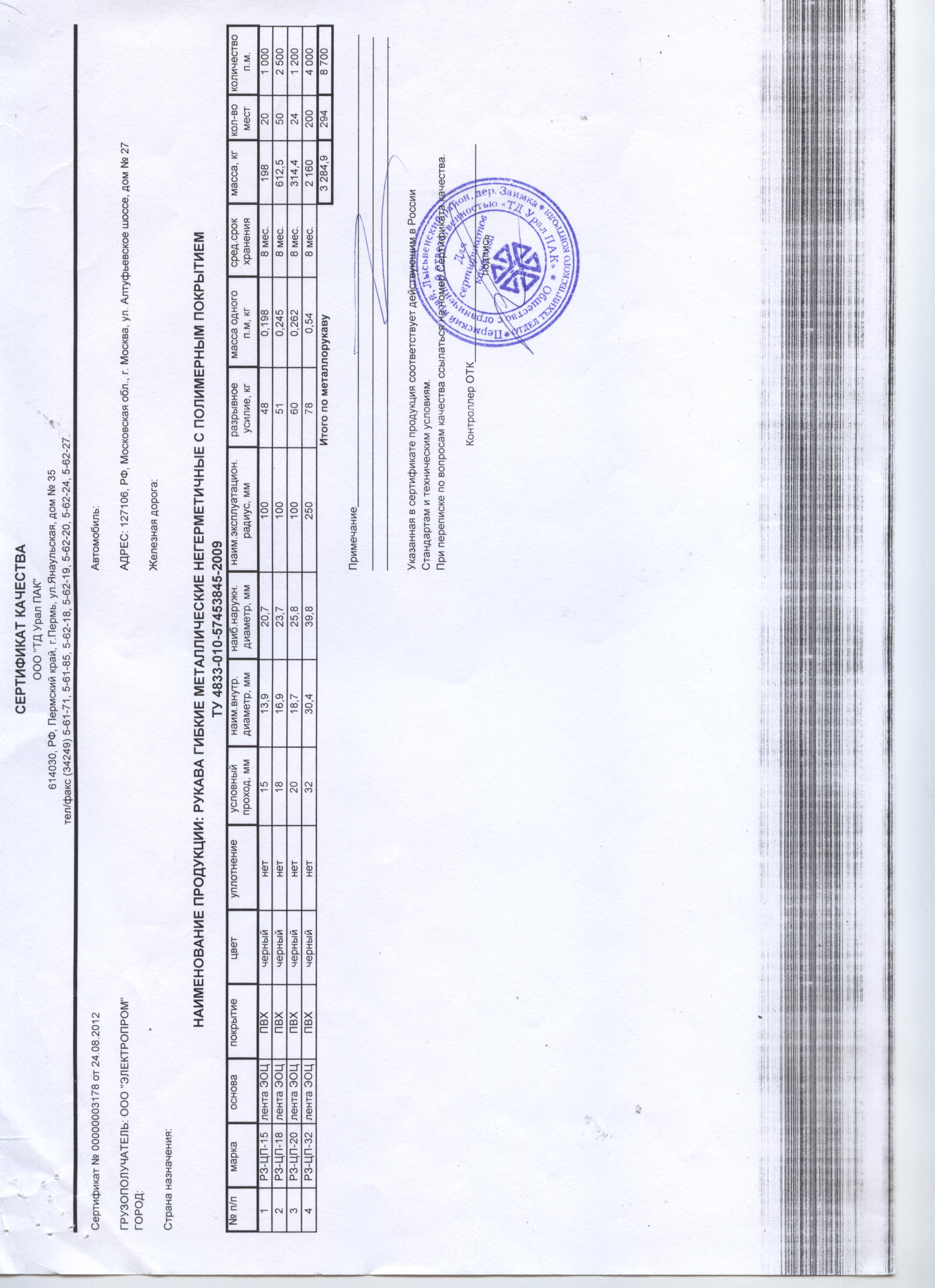 Металлорукав Р3-ЦХ-25 d25мм без протяжки оцинк. (уп.25м) МР-0100725-025 - Урал Пак