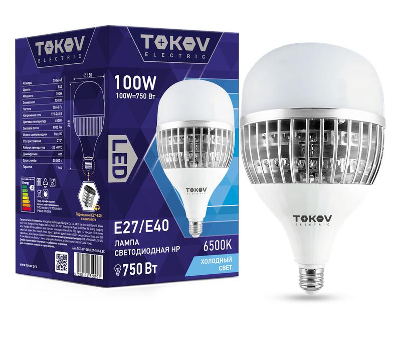 Лампа светодиодная 100Вт HP 6500К E40/E27 176-264В TKE-HP-E40/E27-100-6.5K - TOKOV ELECTRIC