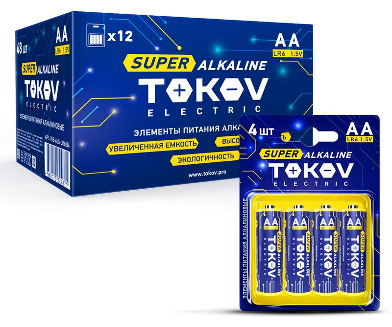 Элемент питания алкалиновый AA/LR6 (блист.4шт) TKE-ALS-LR6/B4 - TOKOV ELECTRIC