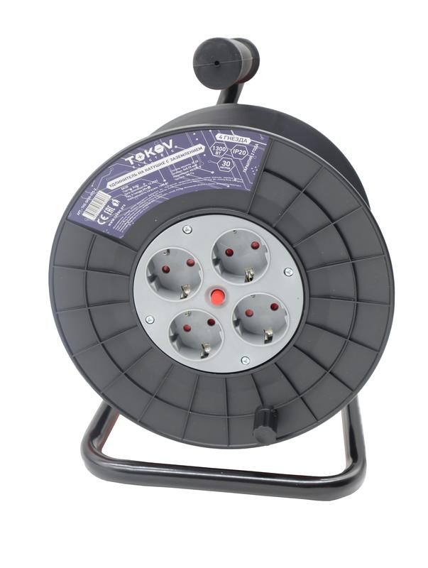 Удлинитель на катушке 4х30м с заземл. 6А IP20 3х0.75 TKE-SK30-075-Z - TOKOV ELECTRIC