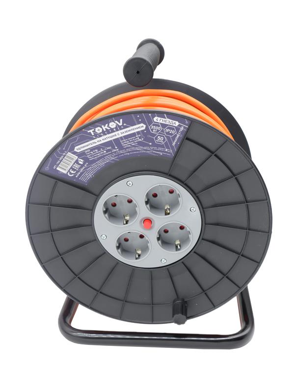 Удлинитель на катушке 4х50м с заземл. 16А IP20 3х1.5 TKE-SK50-15-Z - TOKOV ELECTRIC