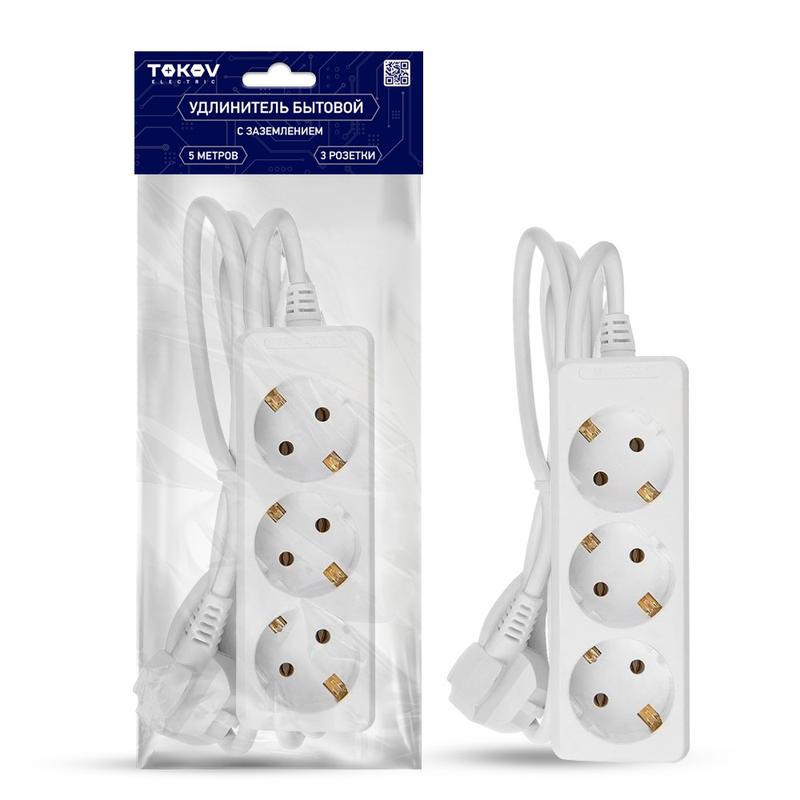 Удлинитель 3х5м с заземл. 16А 3х1 TKE-C01-BU3-5-1-Z - TOKOV ELECTRIC
